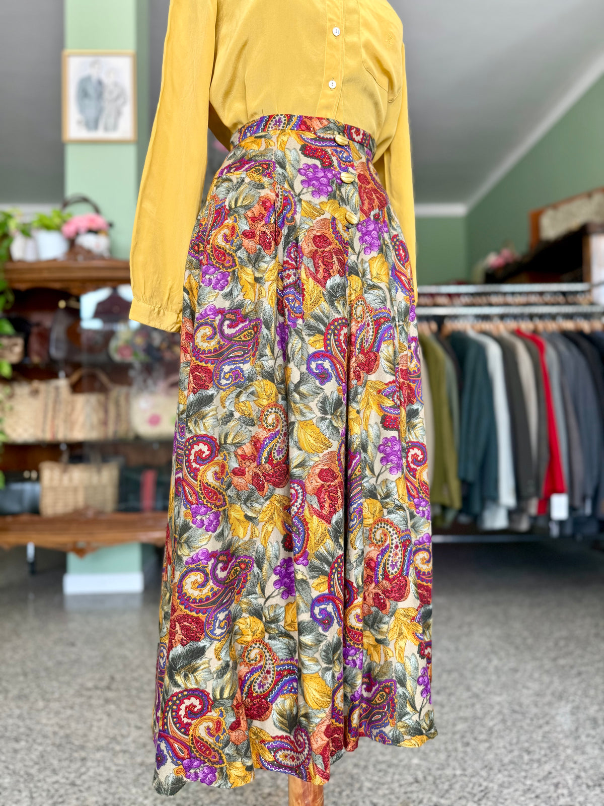 Gonna anni ‘80 stampa paisley e floreale - TG. 36