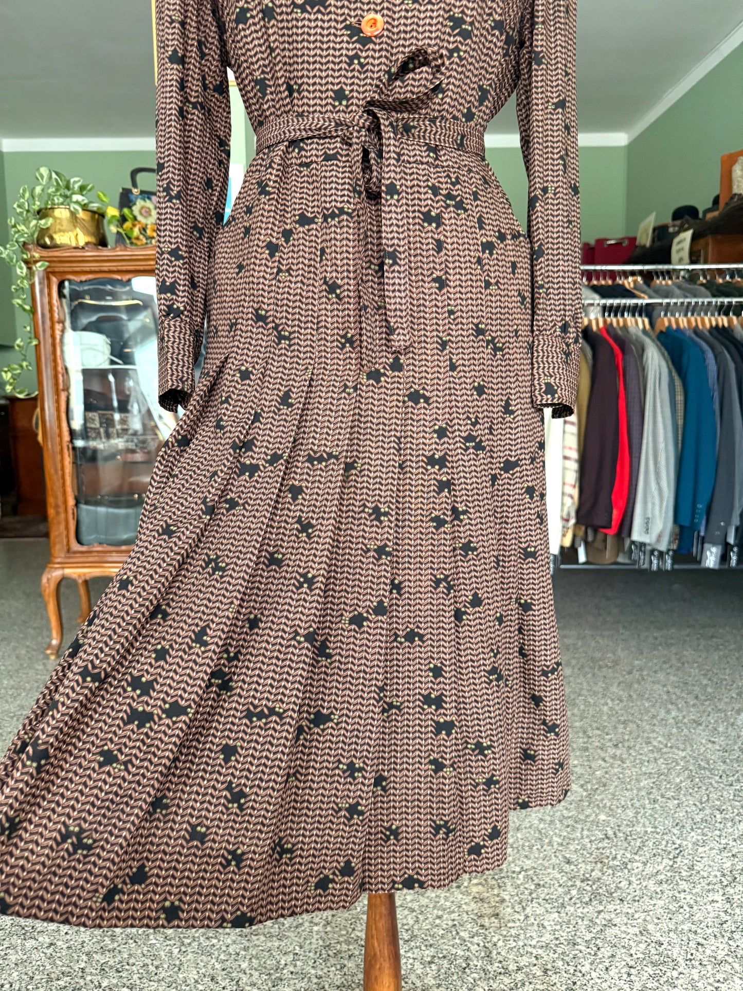 Abito sartoriale anni ’70 in lana leggera con cintura - TG. 46/48