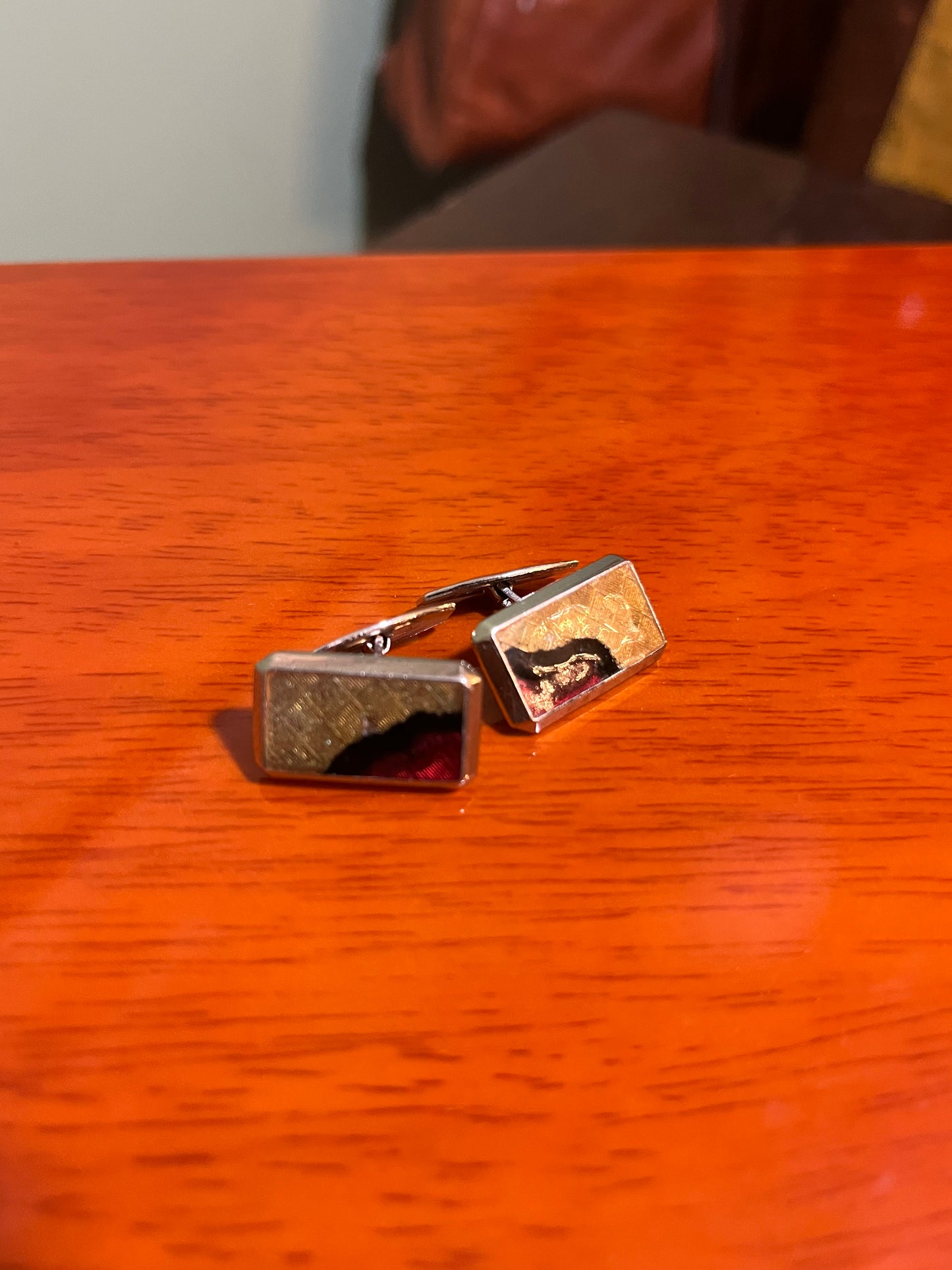 Gemelli argentati rettangolari