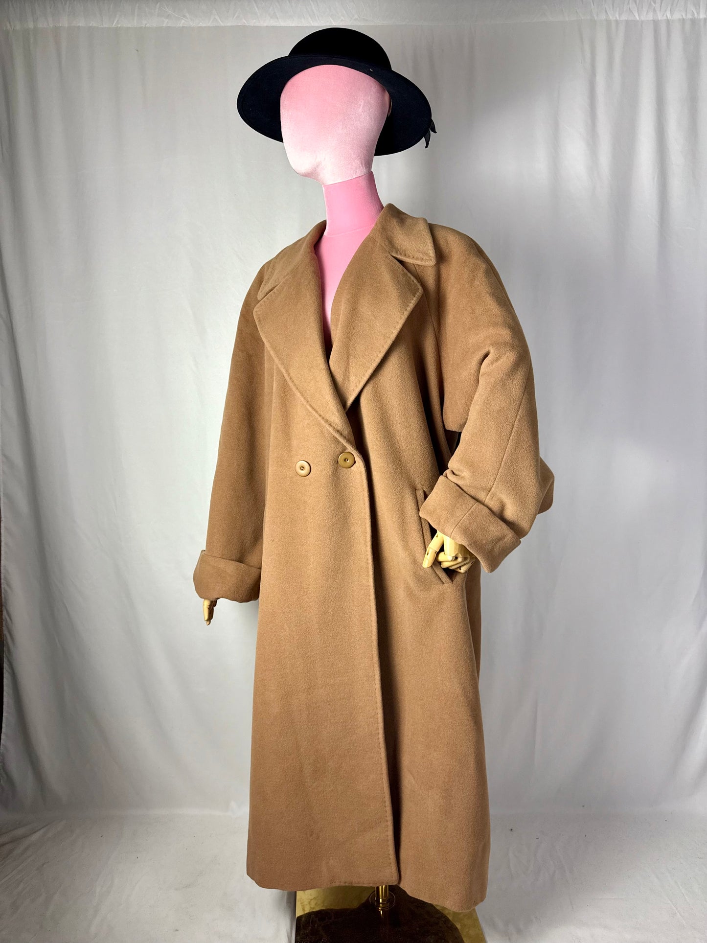 Cappotto anni ‘80 color cammello lana e angora - TG. 58/60