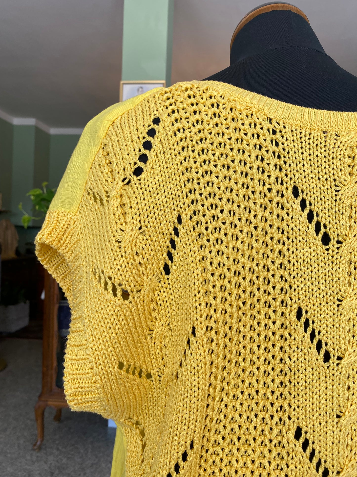 Maglia gialla in lino e cotone - TG. 46/48