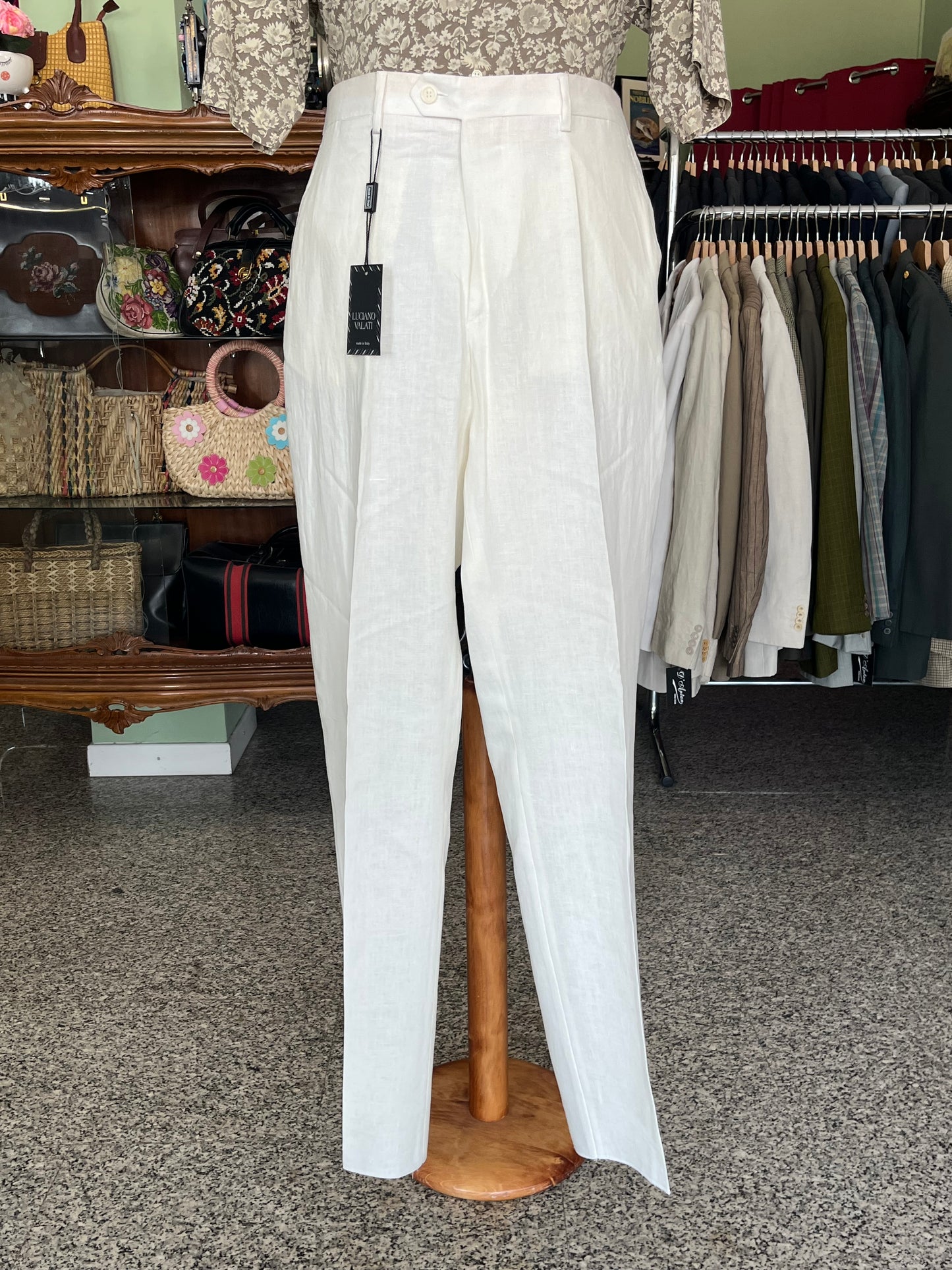 Calzoni anni ‘90 lino off-white NOS tg. 56