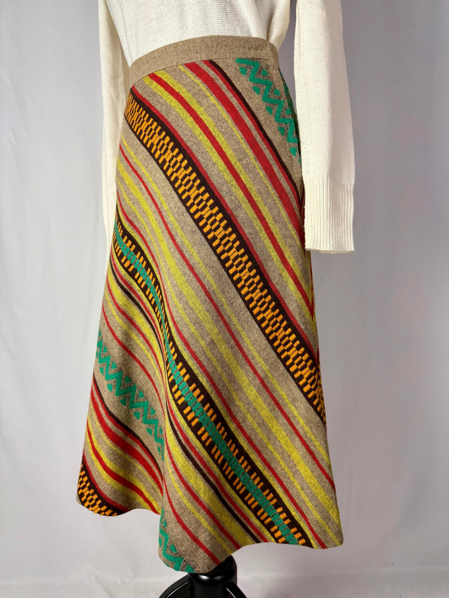 Gonna anni ’70 in lana etnica multicolore - TG. 40