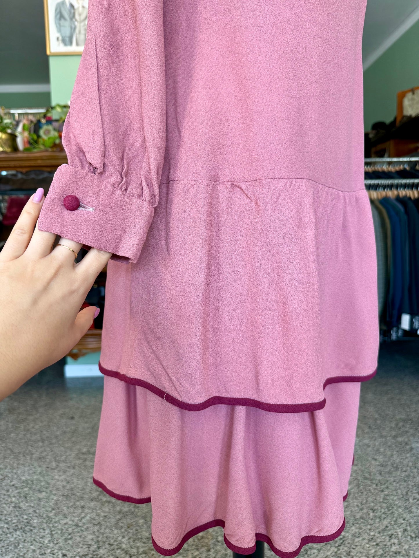 Abito rosa anni ‘60 con balze - TG. 40
