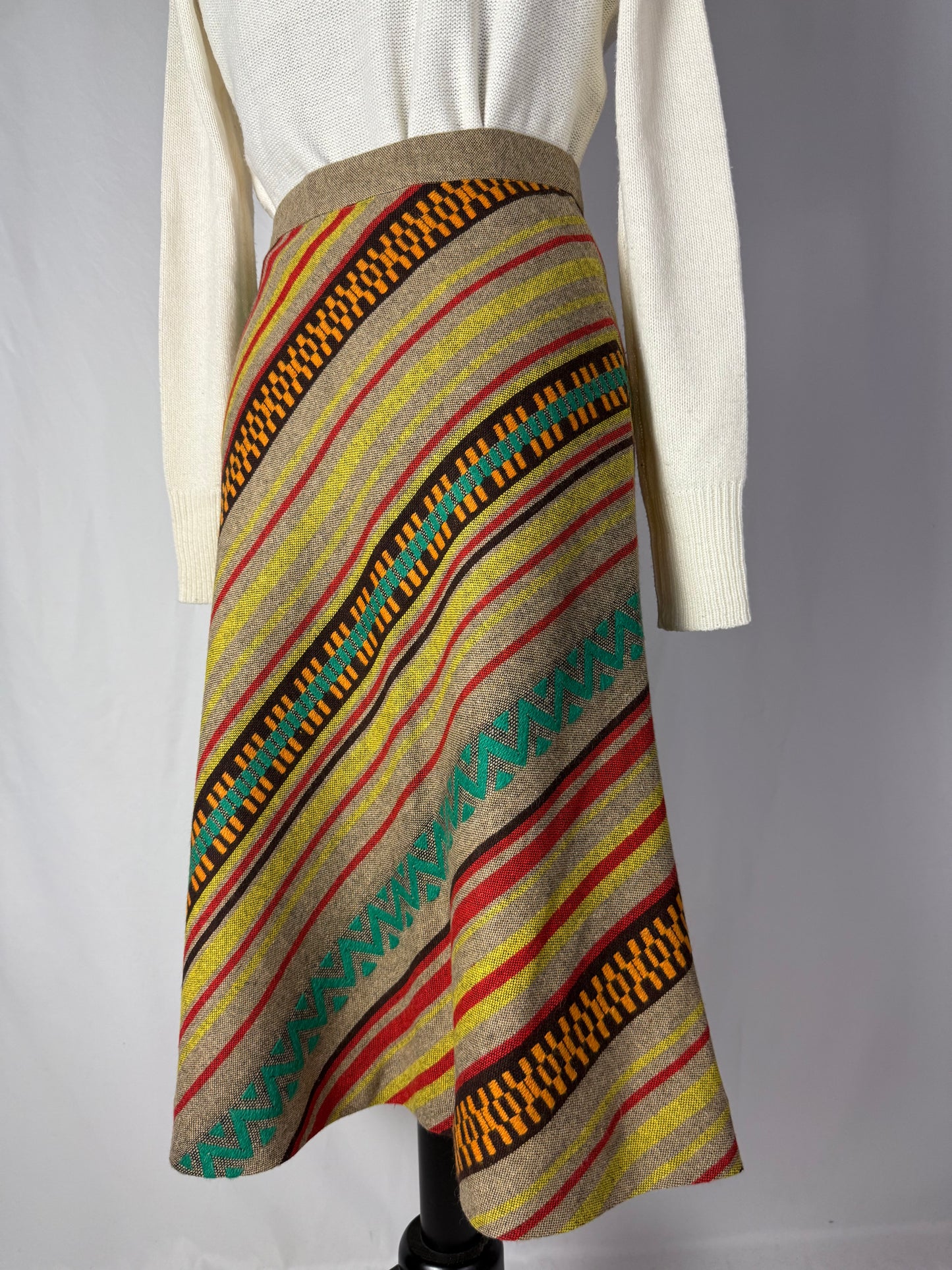 Gonna anni ’70 in lana etnica multicolore - TG. 40