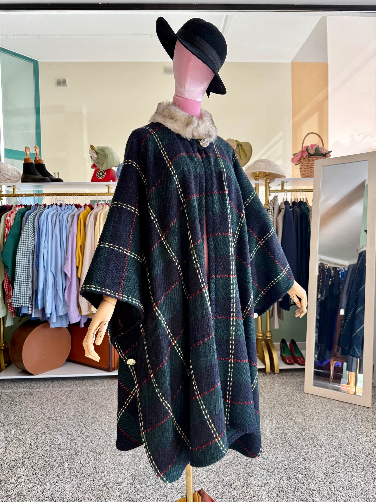 Mantella classica in pura lana tartan - TG. Unica