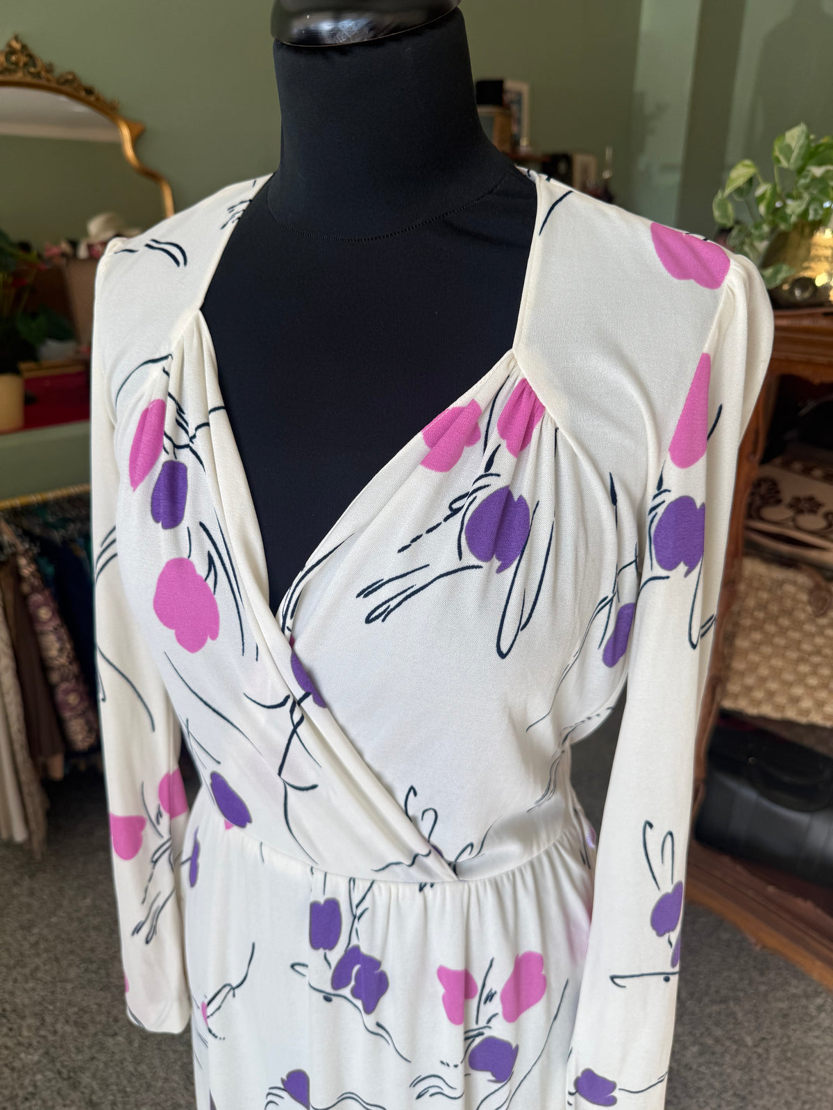 Abito anni ‘70 bianco con fiori - TG. 42