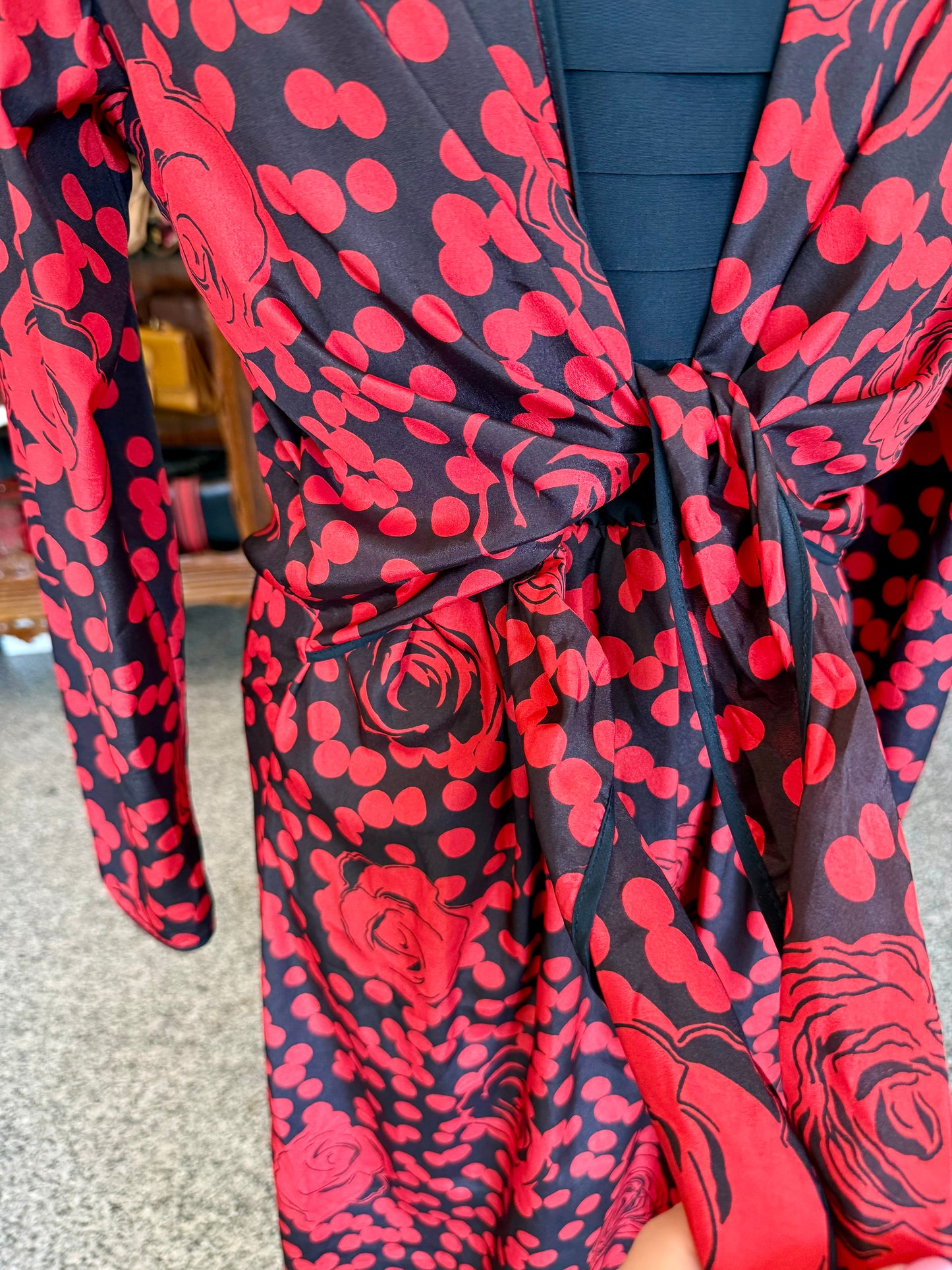 Abito anni ‘80 nero con stampa rossa - TG. 44