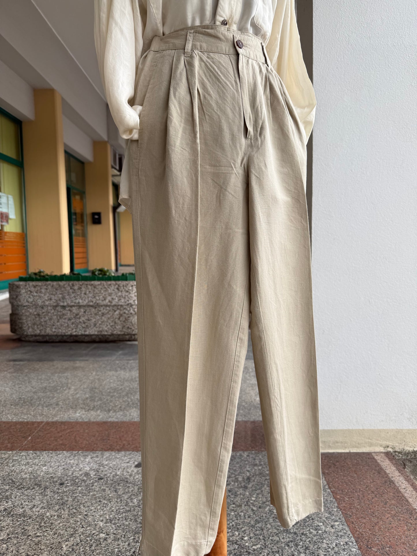 Pantaloni in lino e cotone - TG. 40