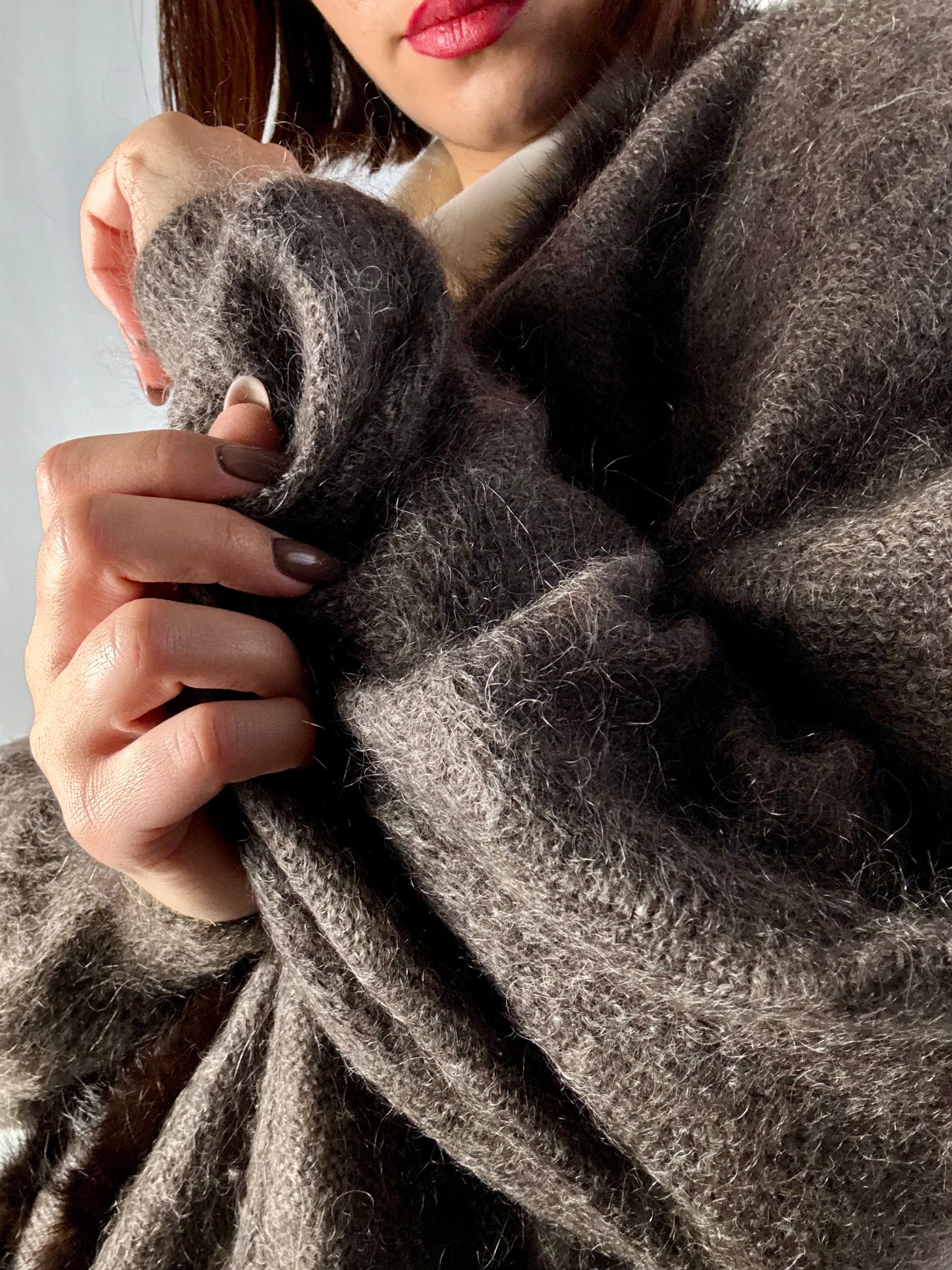 Cardigan Vintage in Mohair con Bordo in Visone – Eleganza Anni ’80 - TG. 48/50