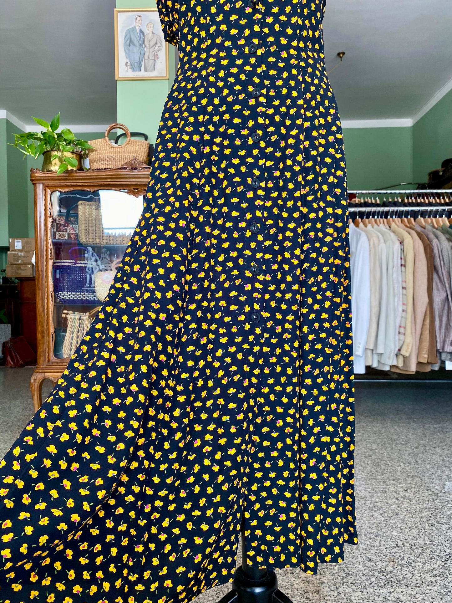 Abito estivo con micro fantasia floreale gialla - TG. 44