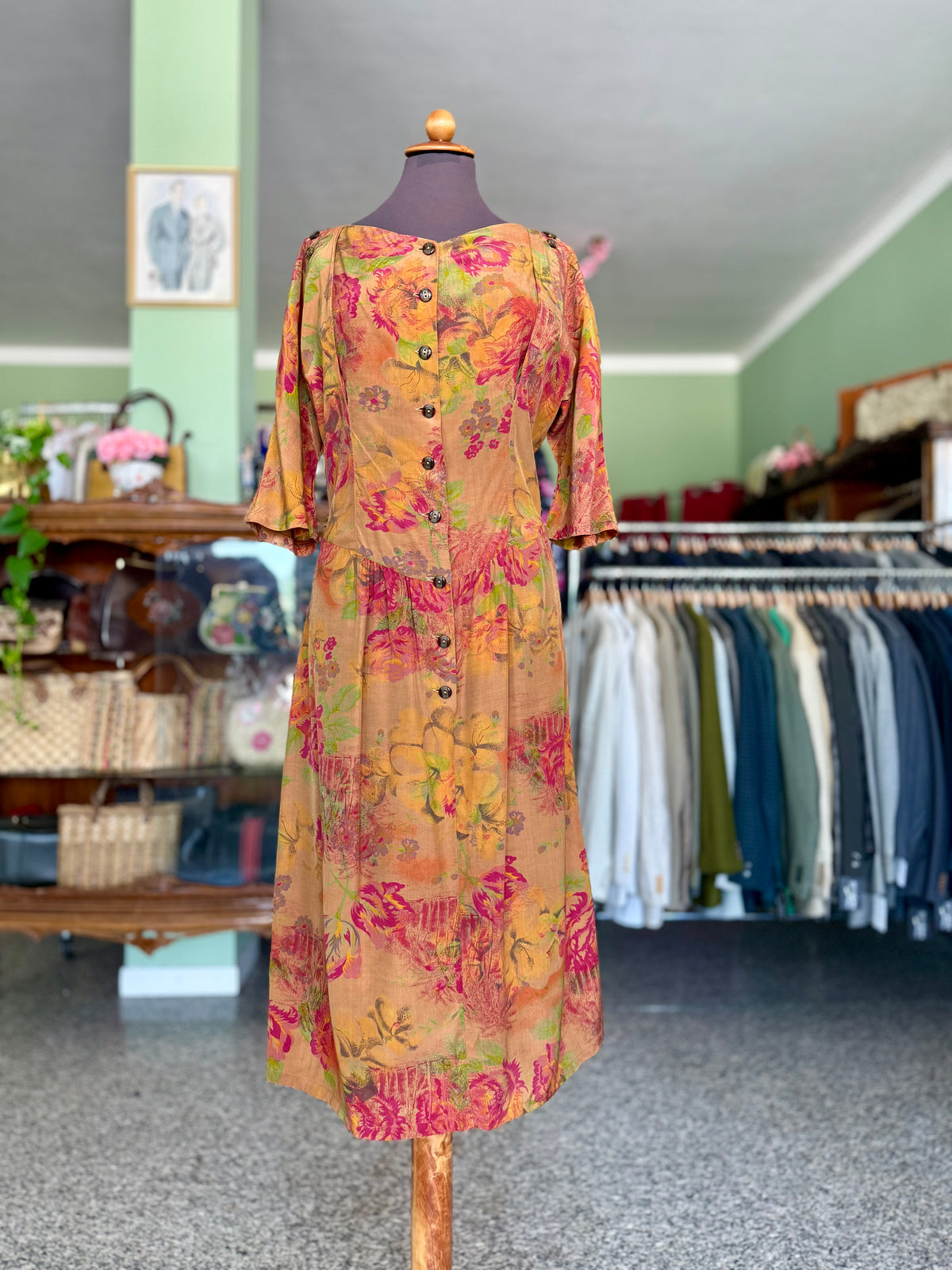 Abito anni ‘80 stampa toile de Jouy- TG. 46/48