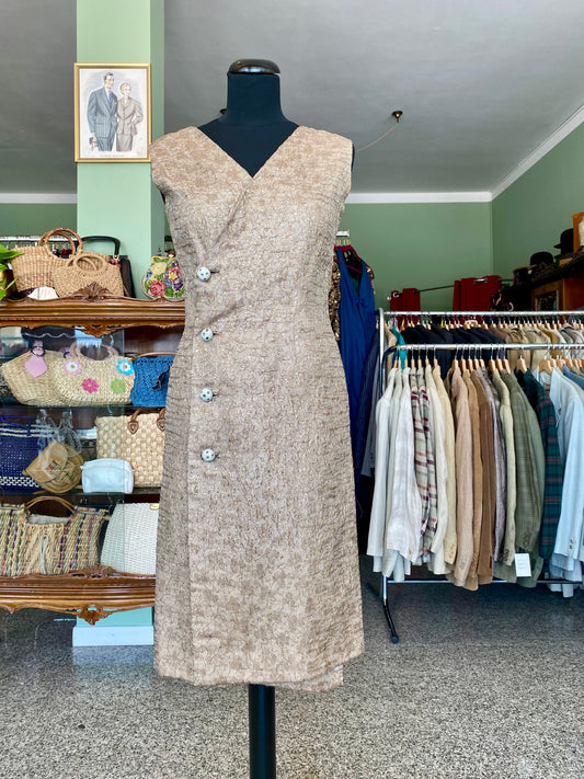 Abito sartoriale anni '60 in lurex oro – Gina Palumbo Roma - TG. 40 circa