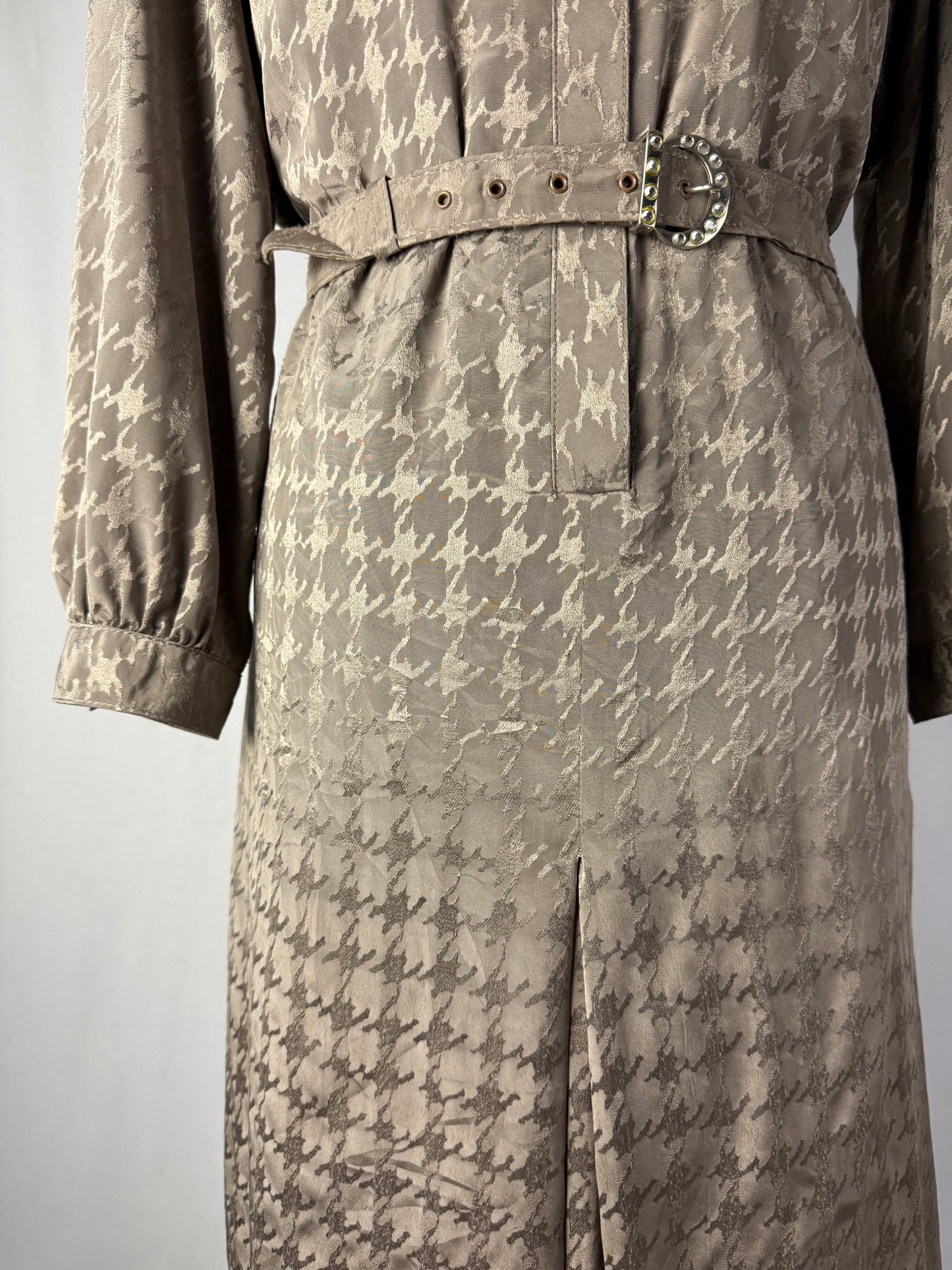 Abito anni ‘80 in raso jacquard pied de poule – TG. 46/48