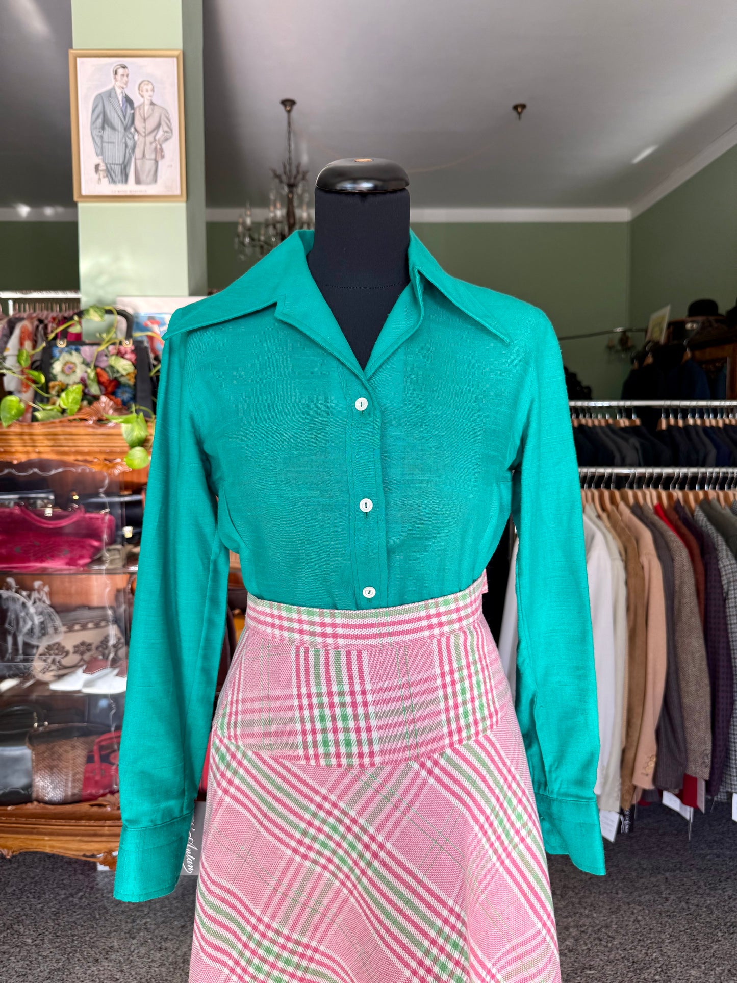 Gonna scozzese rosa e verde anni ‘70 - TG. 40