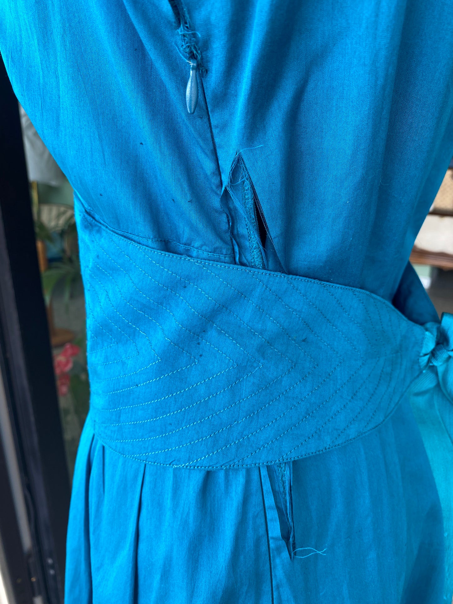 Abito in pura seta blu ottanio - TG. 42/44