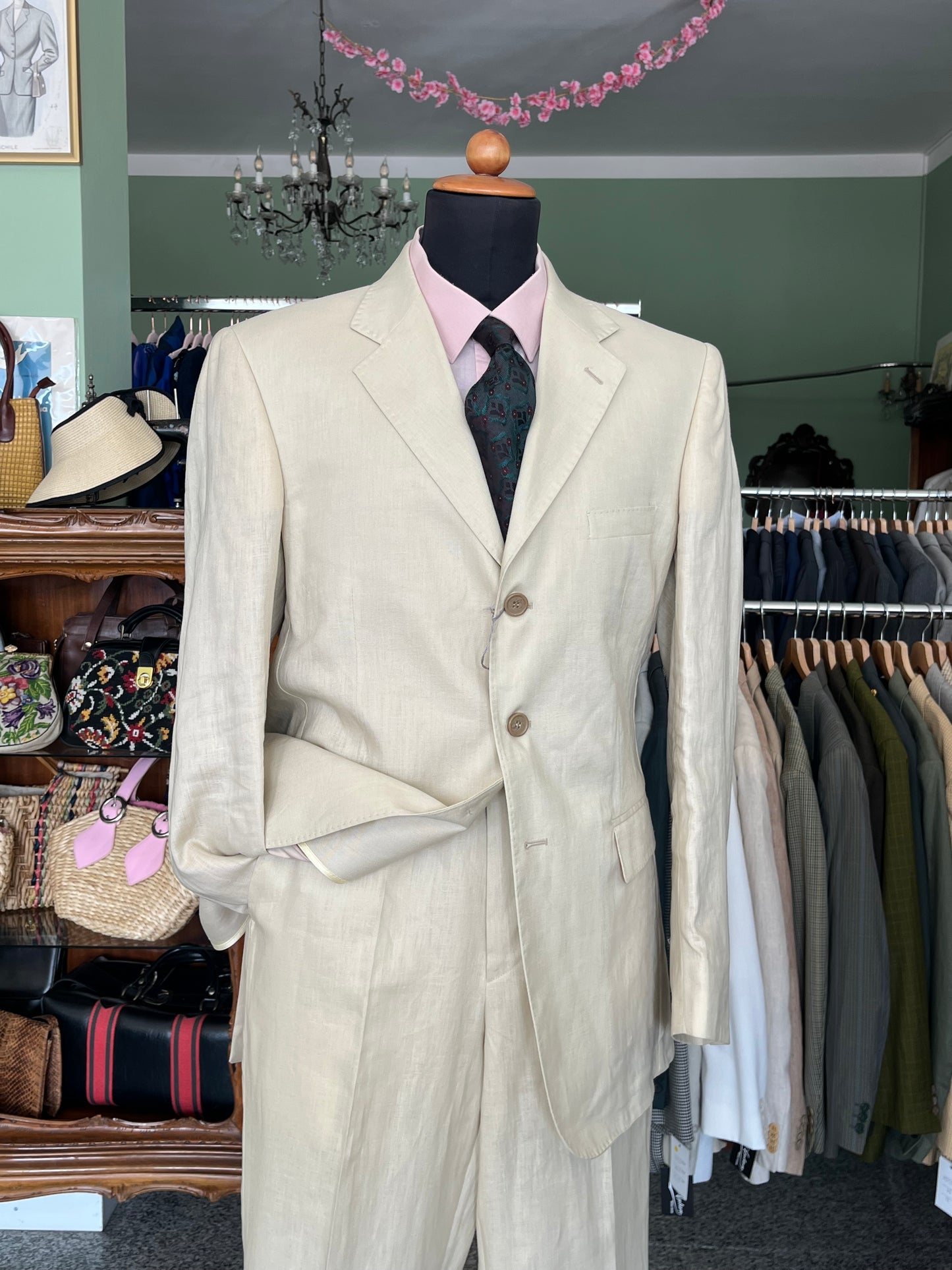 Completo in lino crema NOS tg. 52