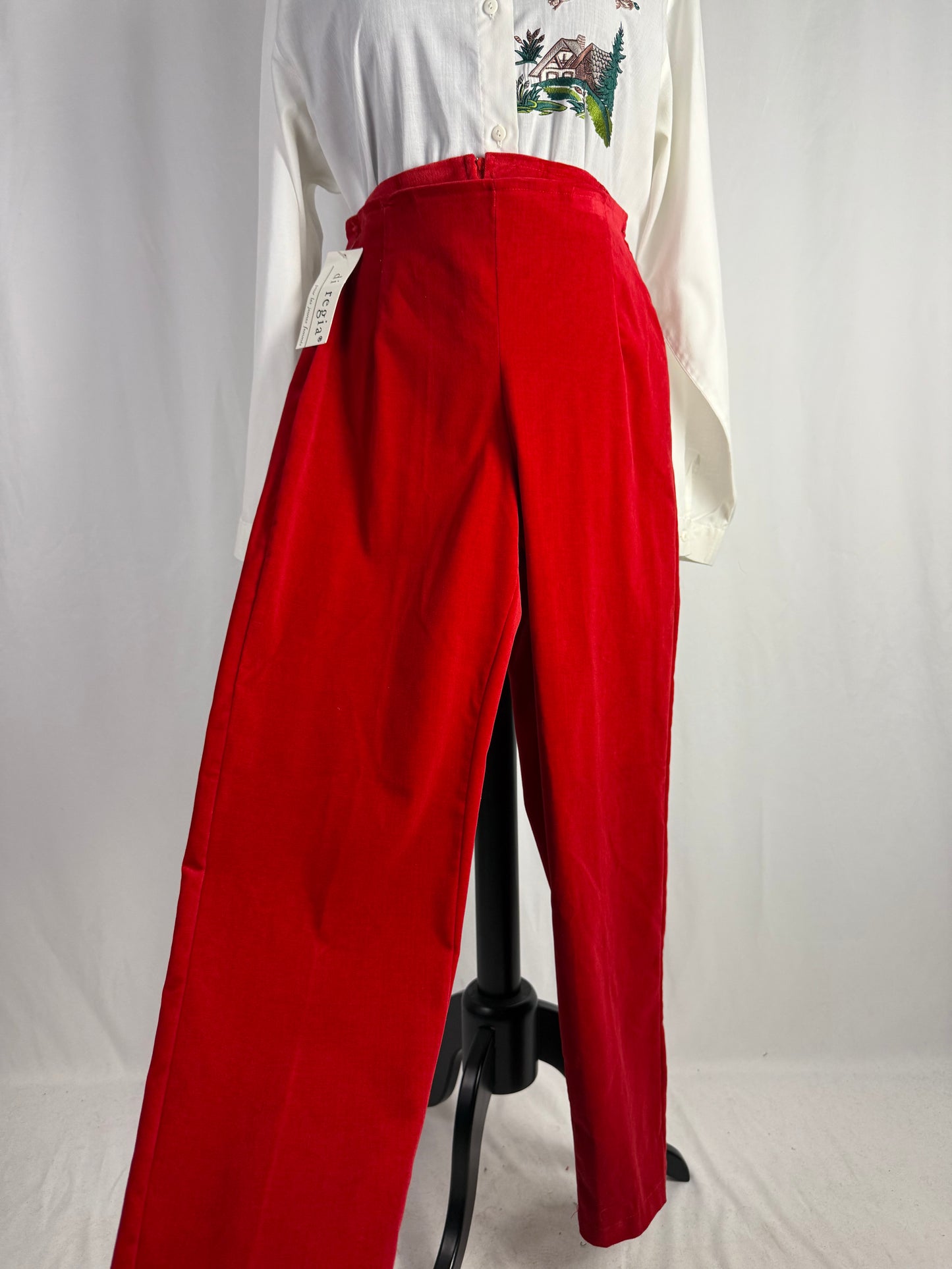 Pantaloni anni ‘80 in velluto rosso - TG. 42/44
