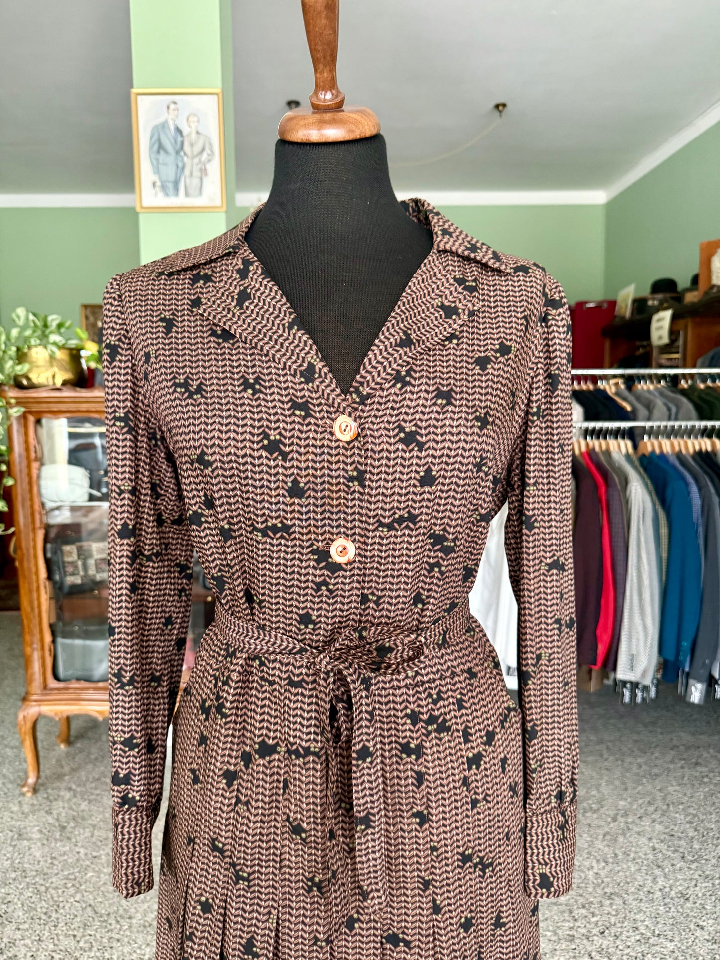 Abito sartoriale anni ’70 in lana leggera con cintura - TG. 46/48