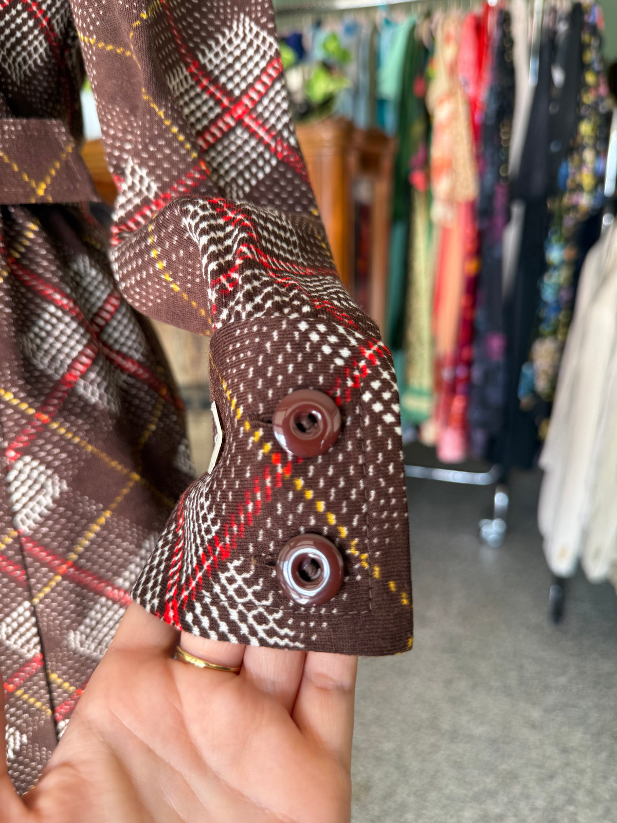 Abito anni ‘70 tartan fondo di magazzino - TG. 38