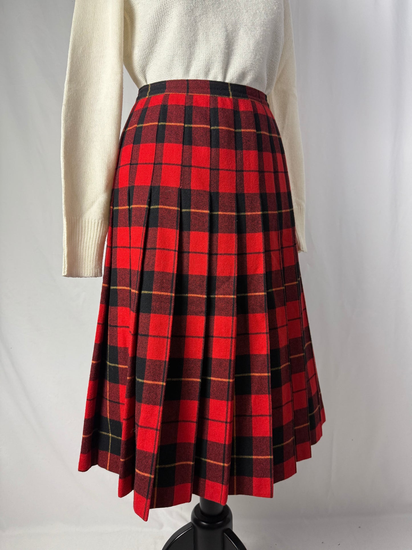 Gonna tartan rossa in pura lana - TG. 42