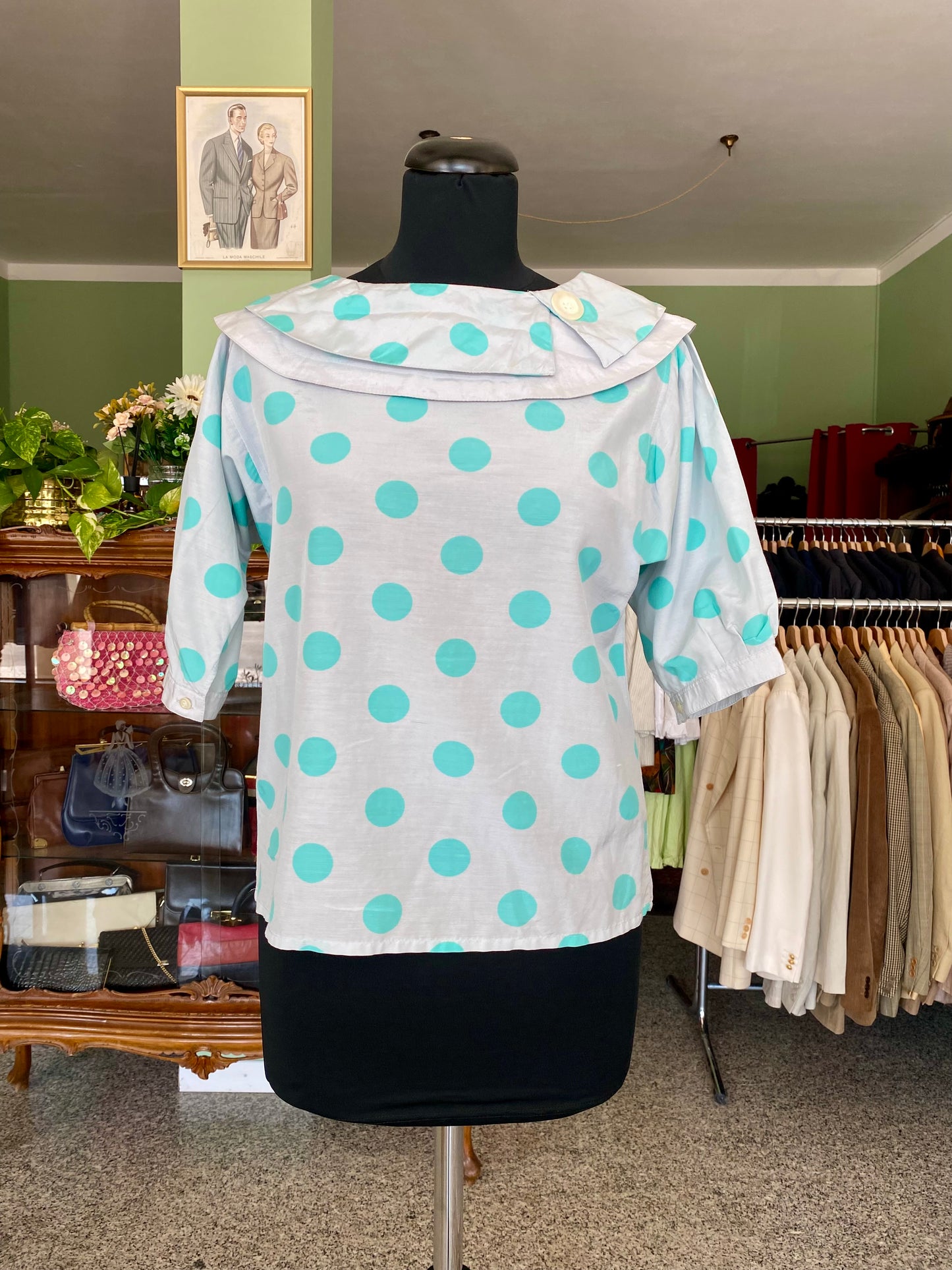 Blusa a pois azzurri - TG. 40