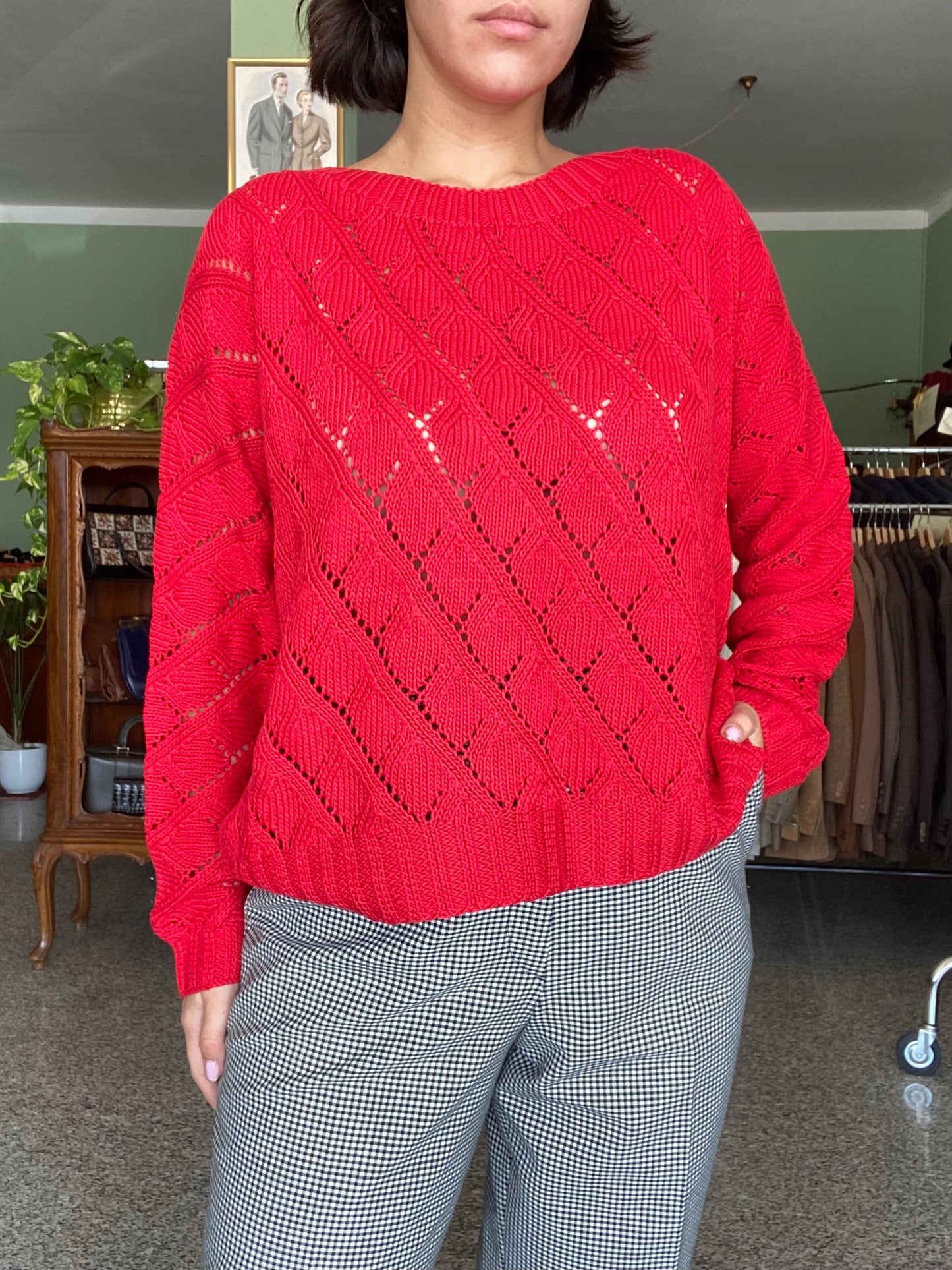 Blusa rossa in cotone - TG. 48/50/52