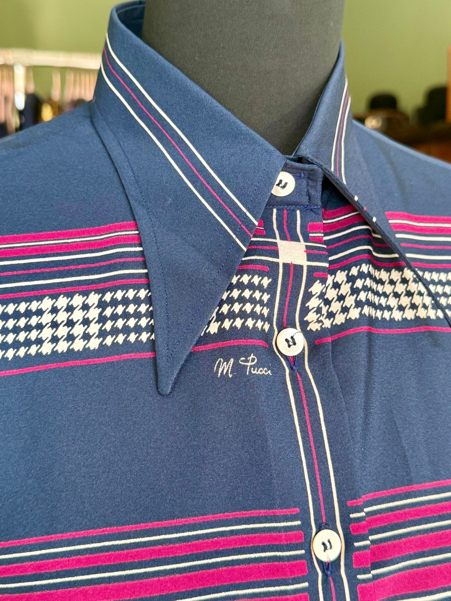 Camicia blu a motivi geometrici - TG. 44