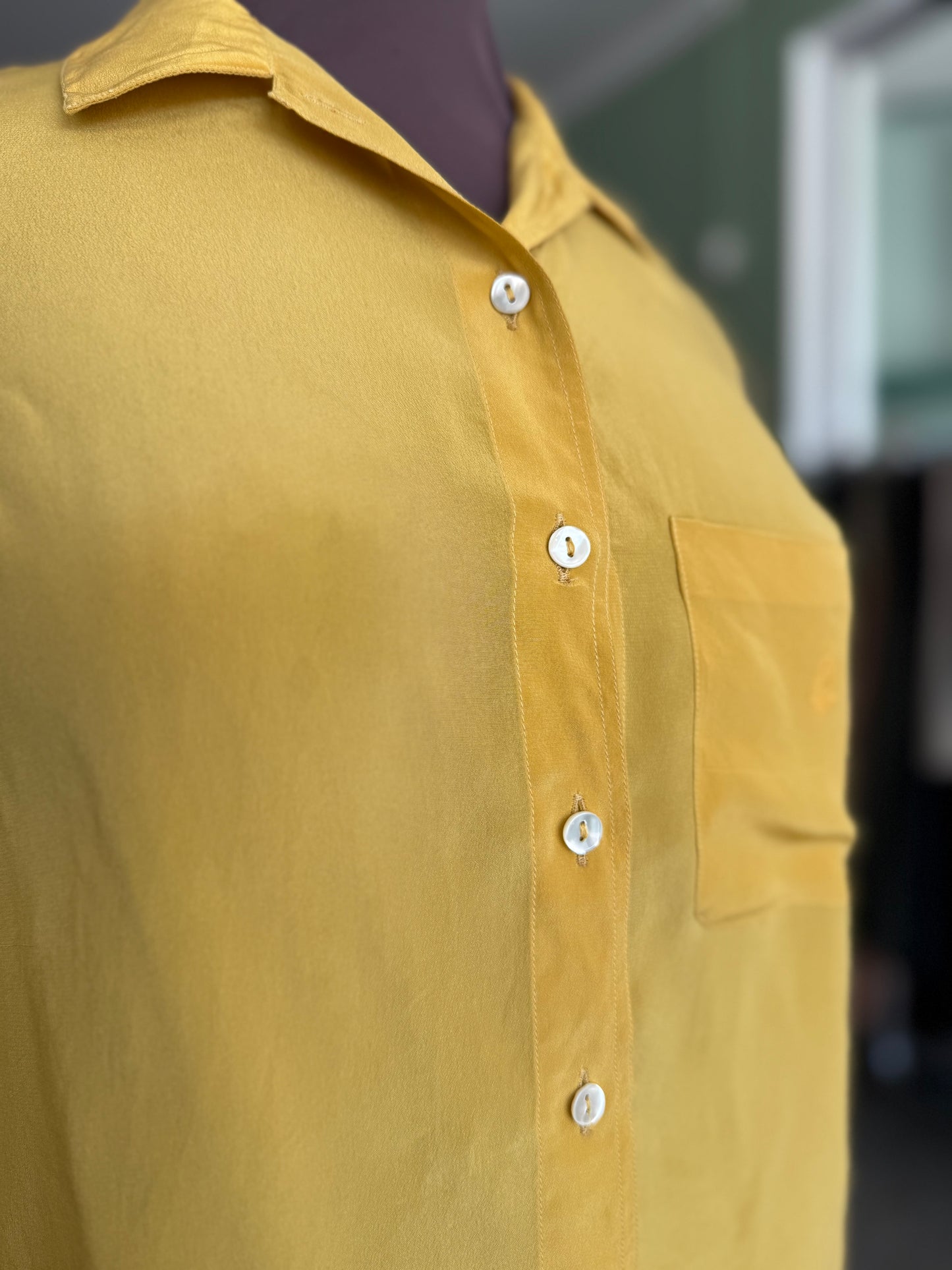 Camicia senape in pura seta - TG. 38