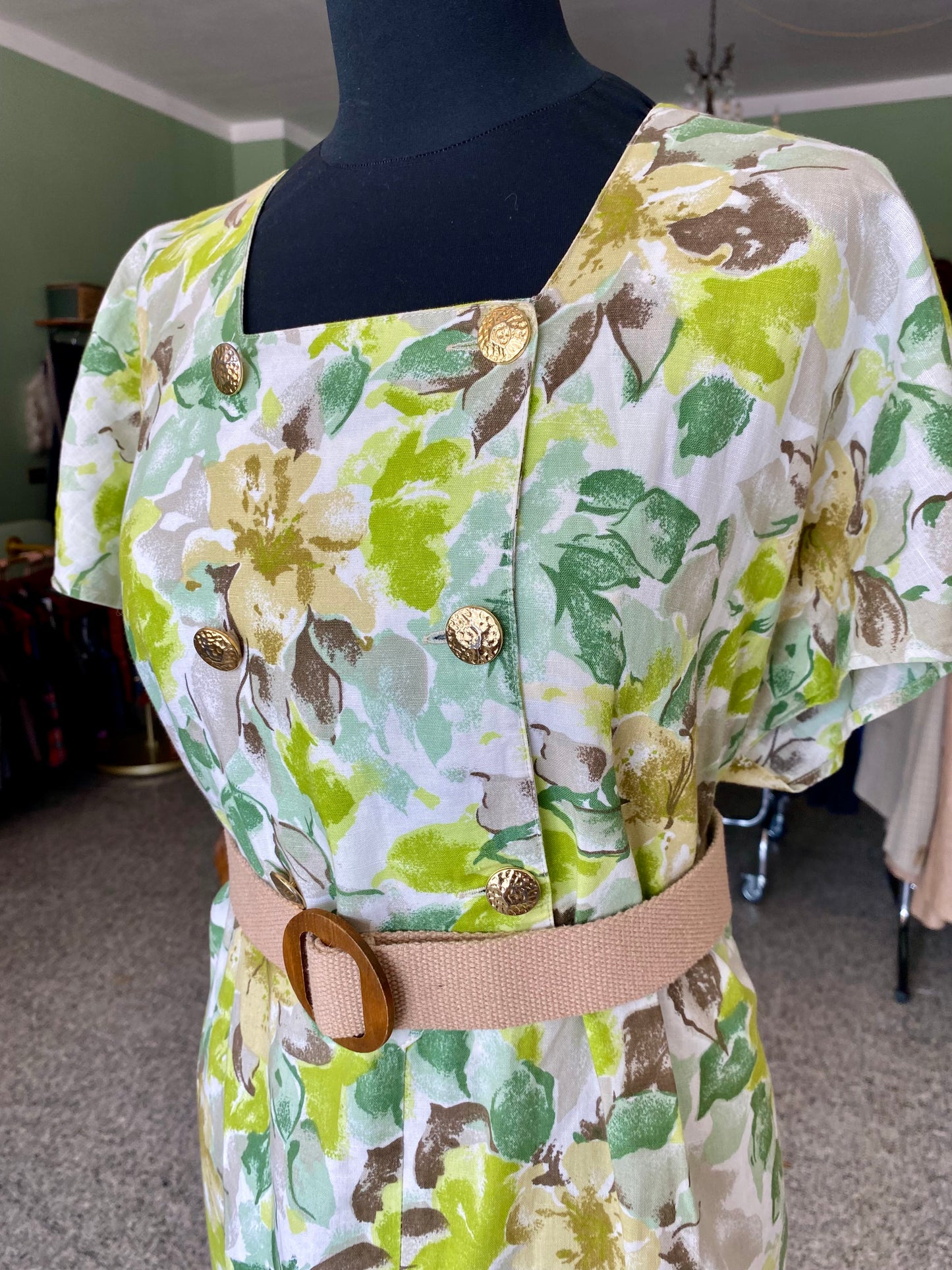 Abito in lino con fantasia floreale - TG. 44/46