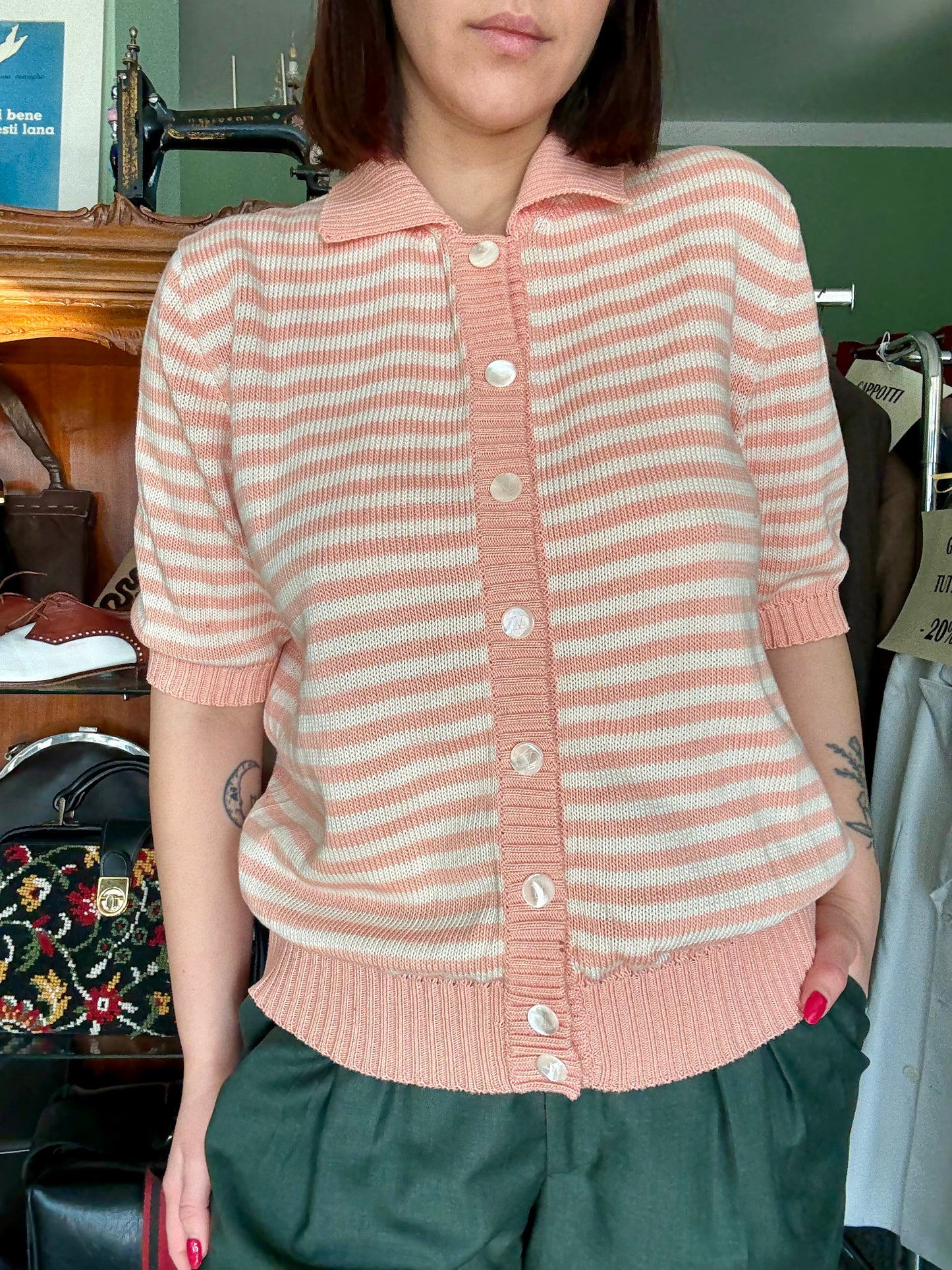 Maglia a righe rosa e panna 🍓 - TG. 44