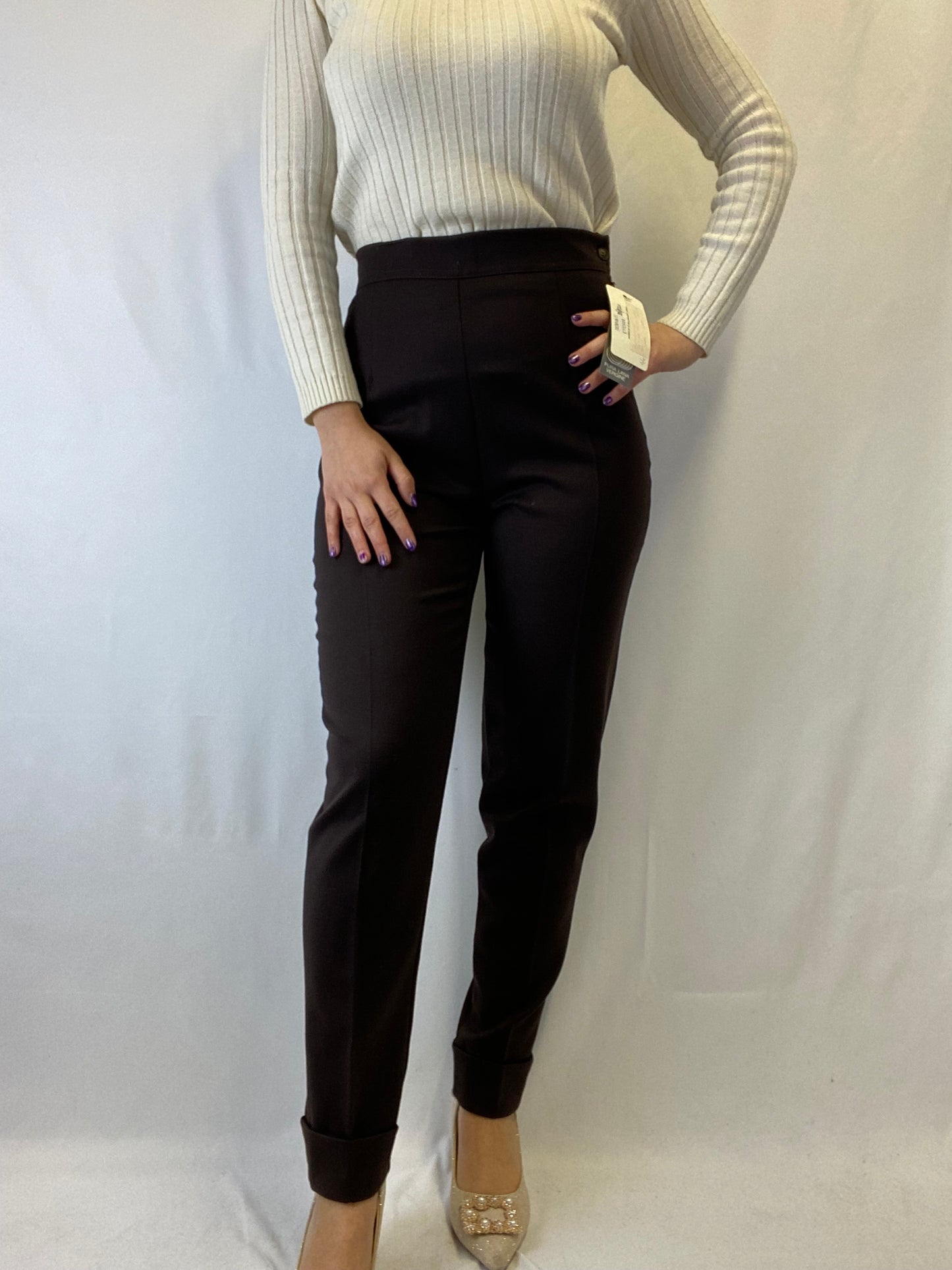 Pantaloni in lana marrone scuro - TG. 40