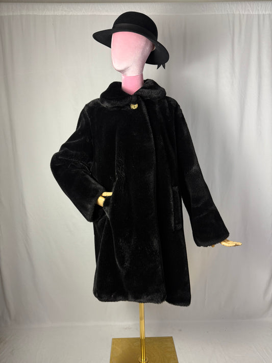 Teddy coat anni ‘80 in eco pelliccia - TG. 44 circa