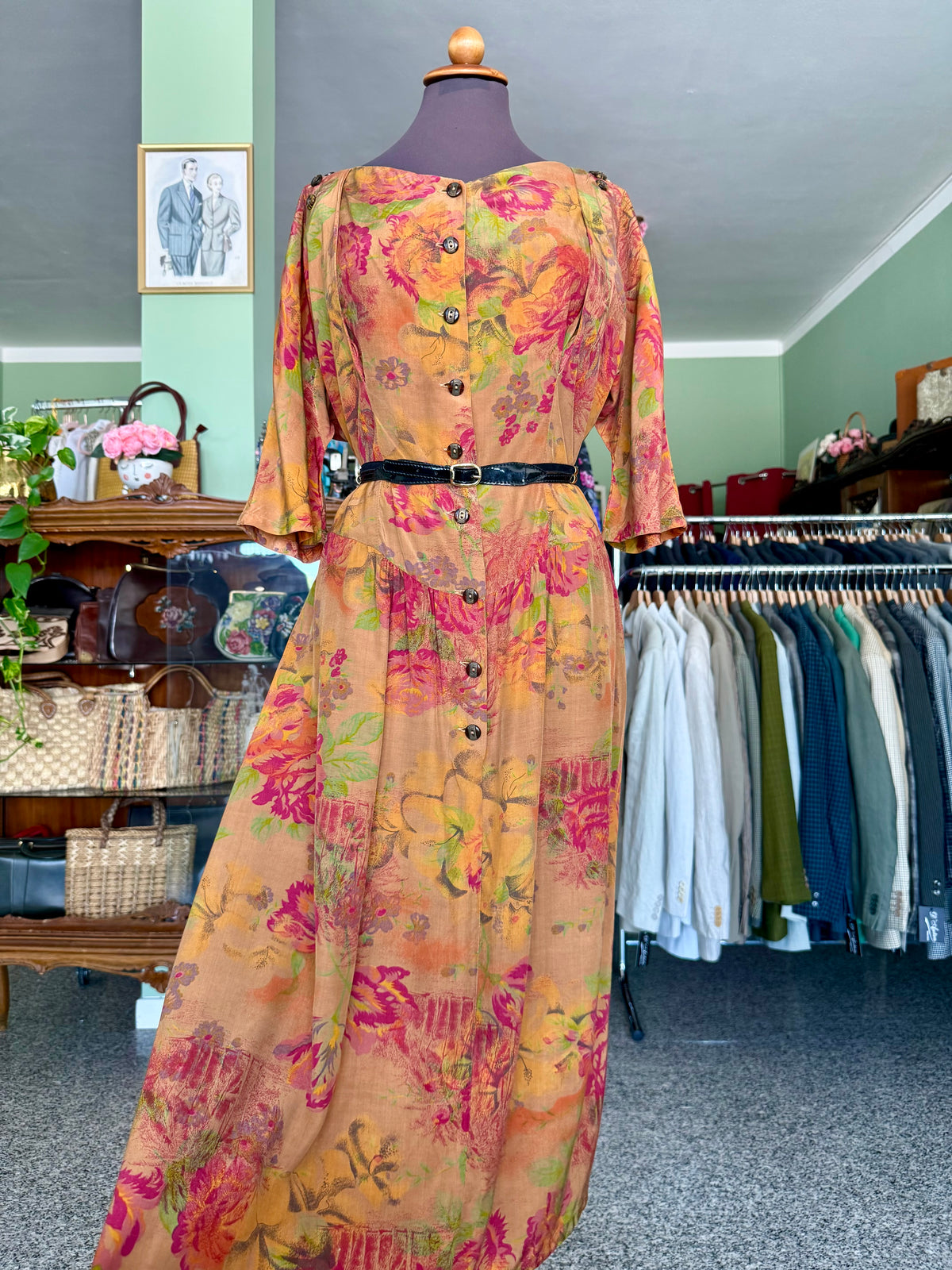 Abito anni ‘80 stampa toile de Jouy- TG. 46/48