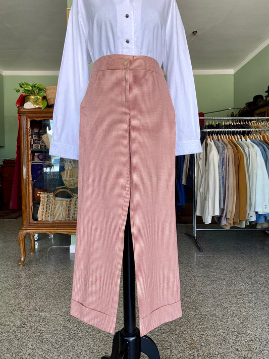 Pantaloni vintage vichy rosso – stile casual da diva - TG. 40