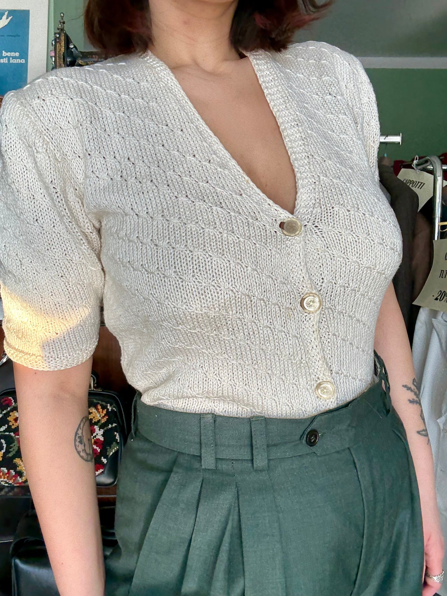 Cardigan artigianale panna - TG. 40