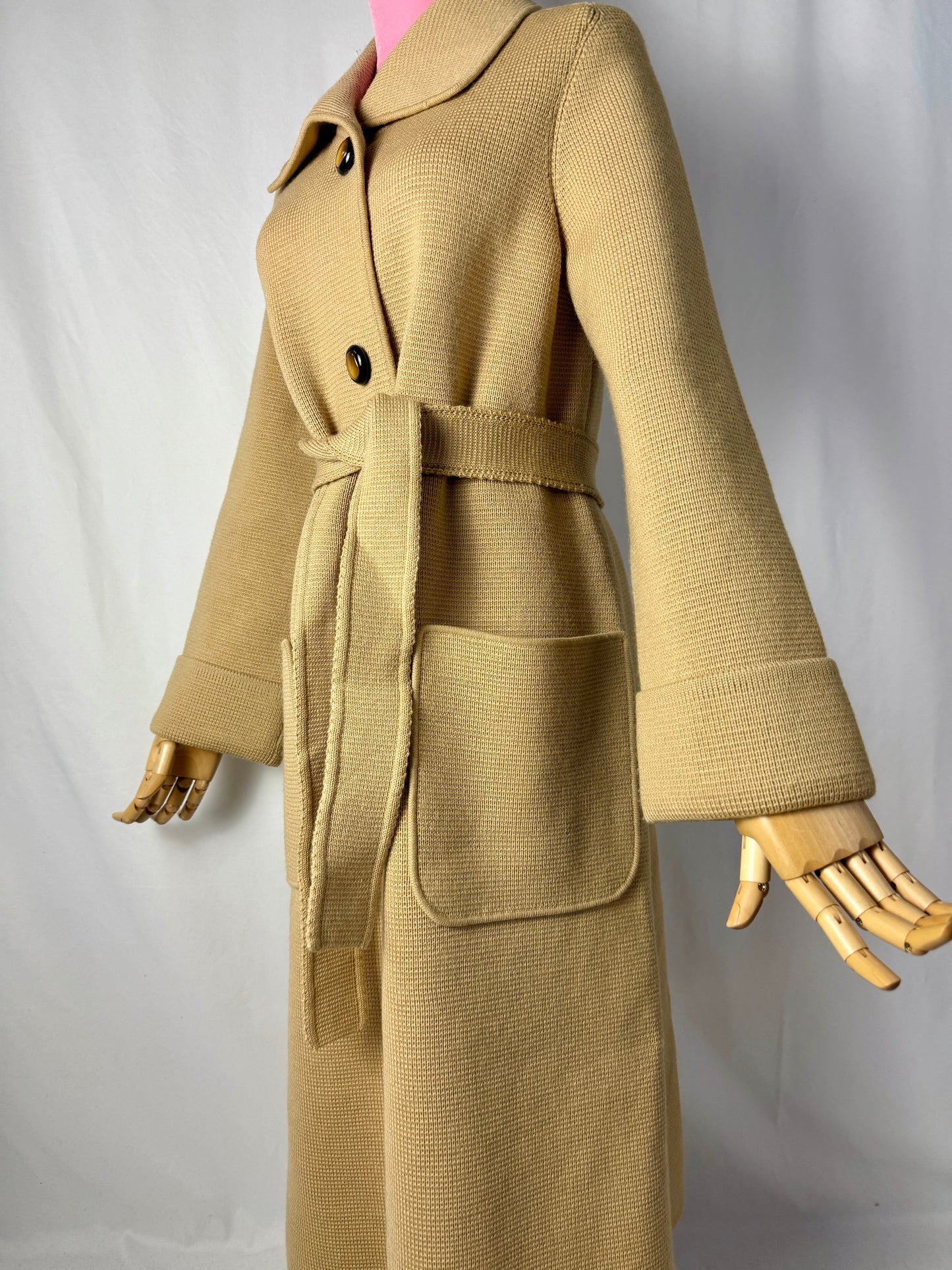 Cappotto in maglia di pura lana con cintura - TG. 42