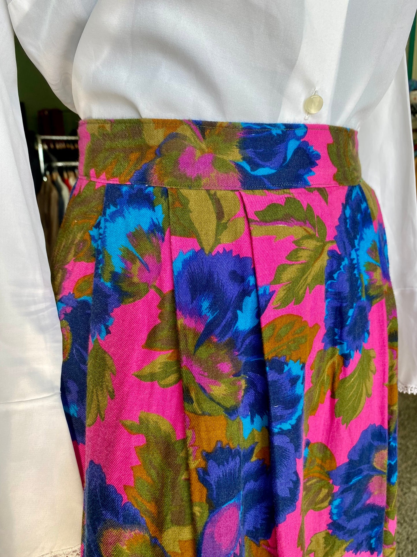 Gonna fucsia con fiori blu - TG. 46