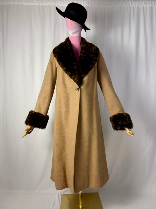 Cappotto in pura lana con eco pelliccia leopardata - TG. 42