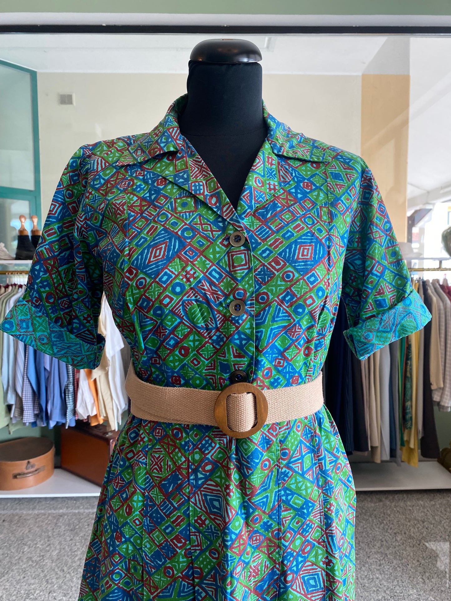 Abito primi anni ‘70 sartoriale in cotone - TG. 42 circa