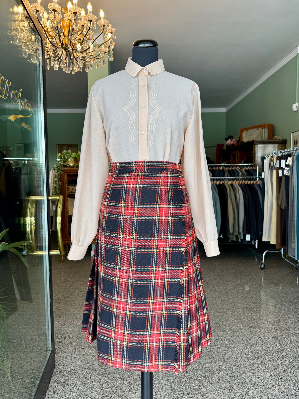 Gonna in lana tartan rossa - TG. 40