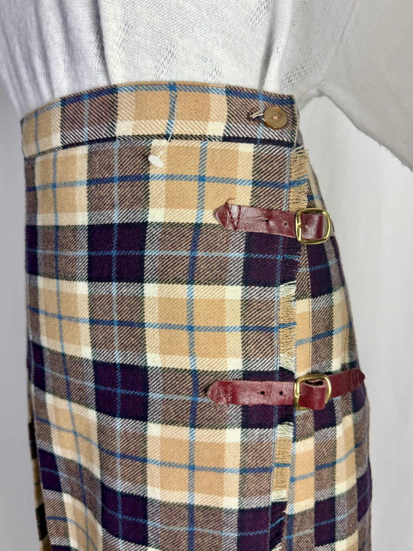 Gonna tartan a portafoglio con fibbie in pelle - TG. 38/40