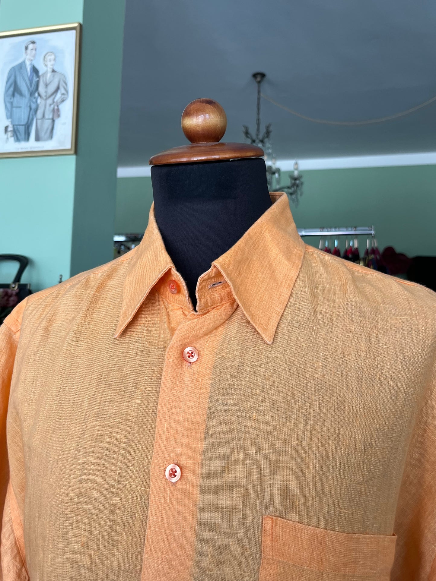 Camicia a maniche corte lino L-XL