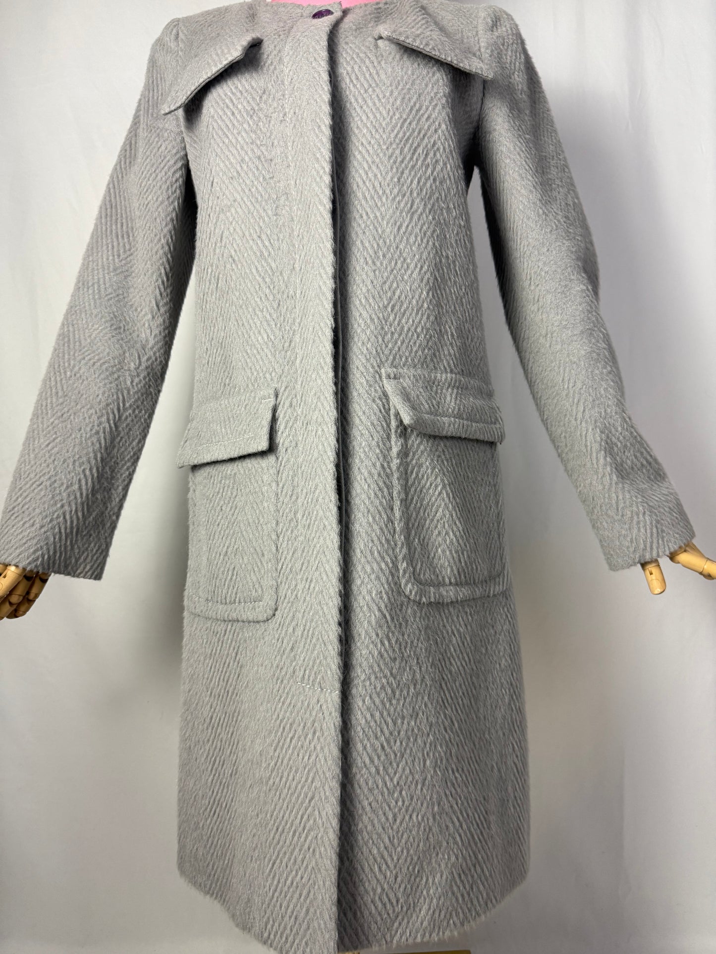 Cappotto sartoriale Ballantyne in lana spigata grigio chiaro – Made in Italy - TG. 40