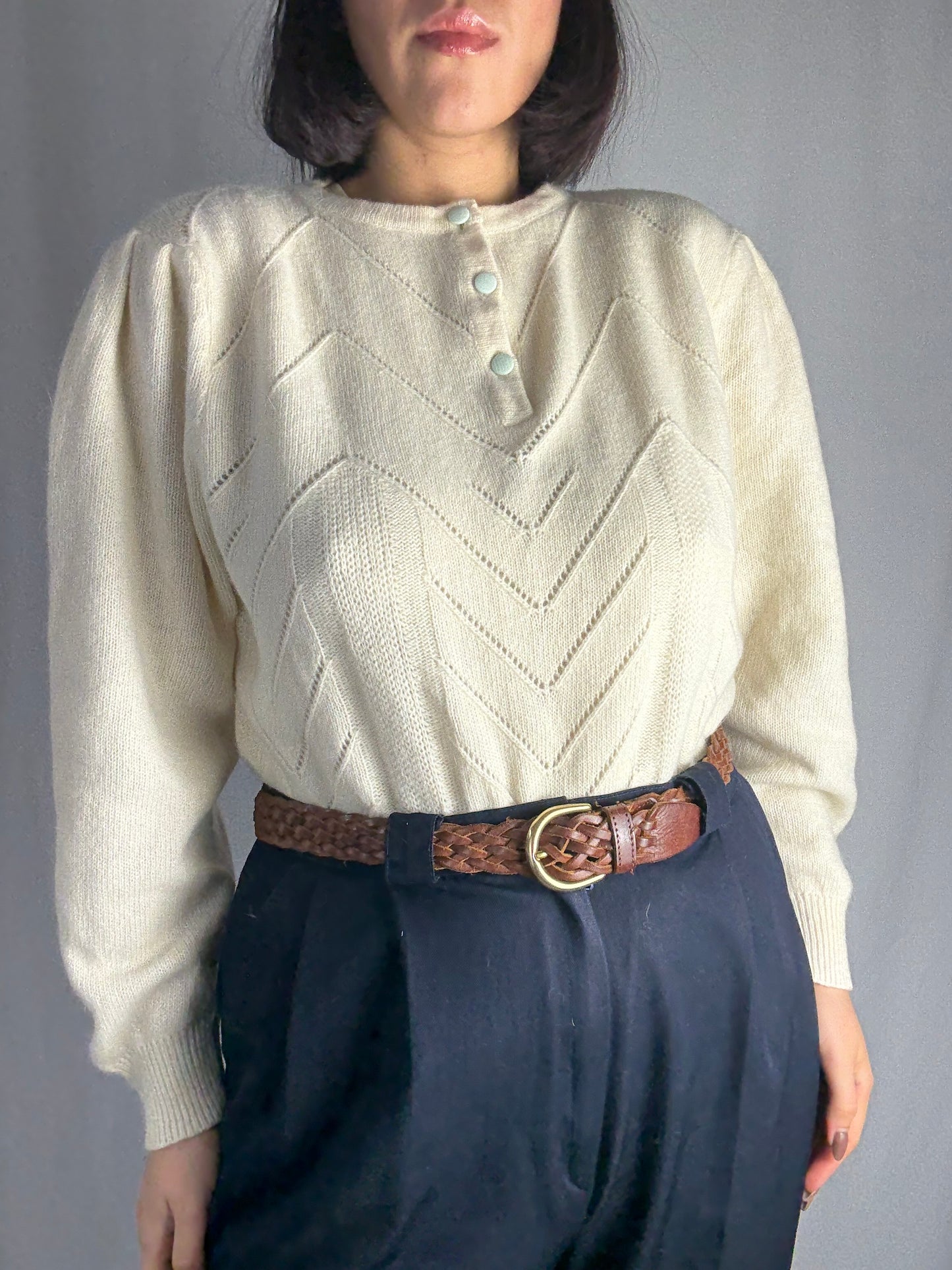 Maglione in lana con motivo a spina di pesce - TG. 42-46