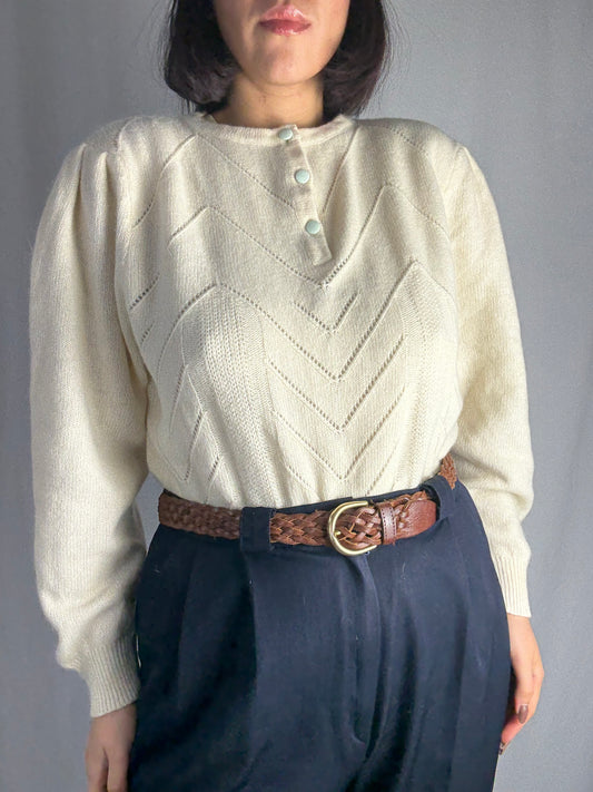 Maglione in lana con motivo a spina di pesce - TG. 42-46