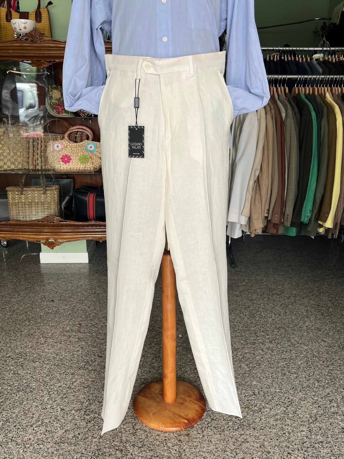 Calzoni anni ‘90 lino off-white NOS tg. 46