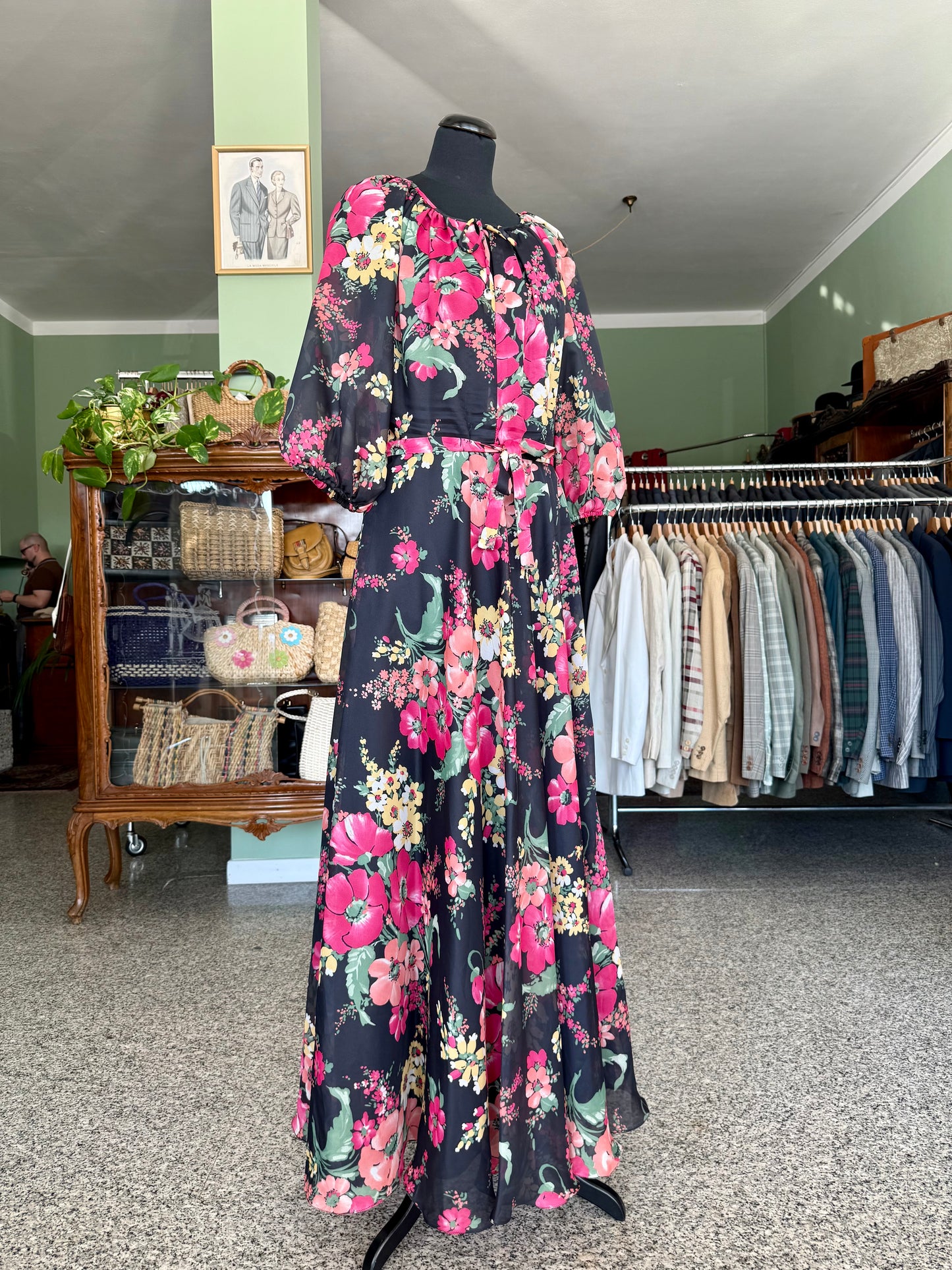 Maxi dress anni ‘70 campo fiorito - TG. 42
