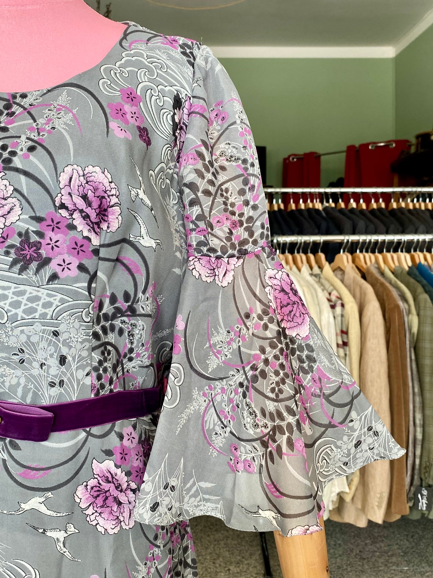 Maxi dress anni ‘70 lilla e grigio perla - TG. 44