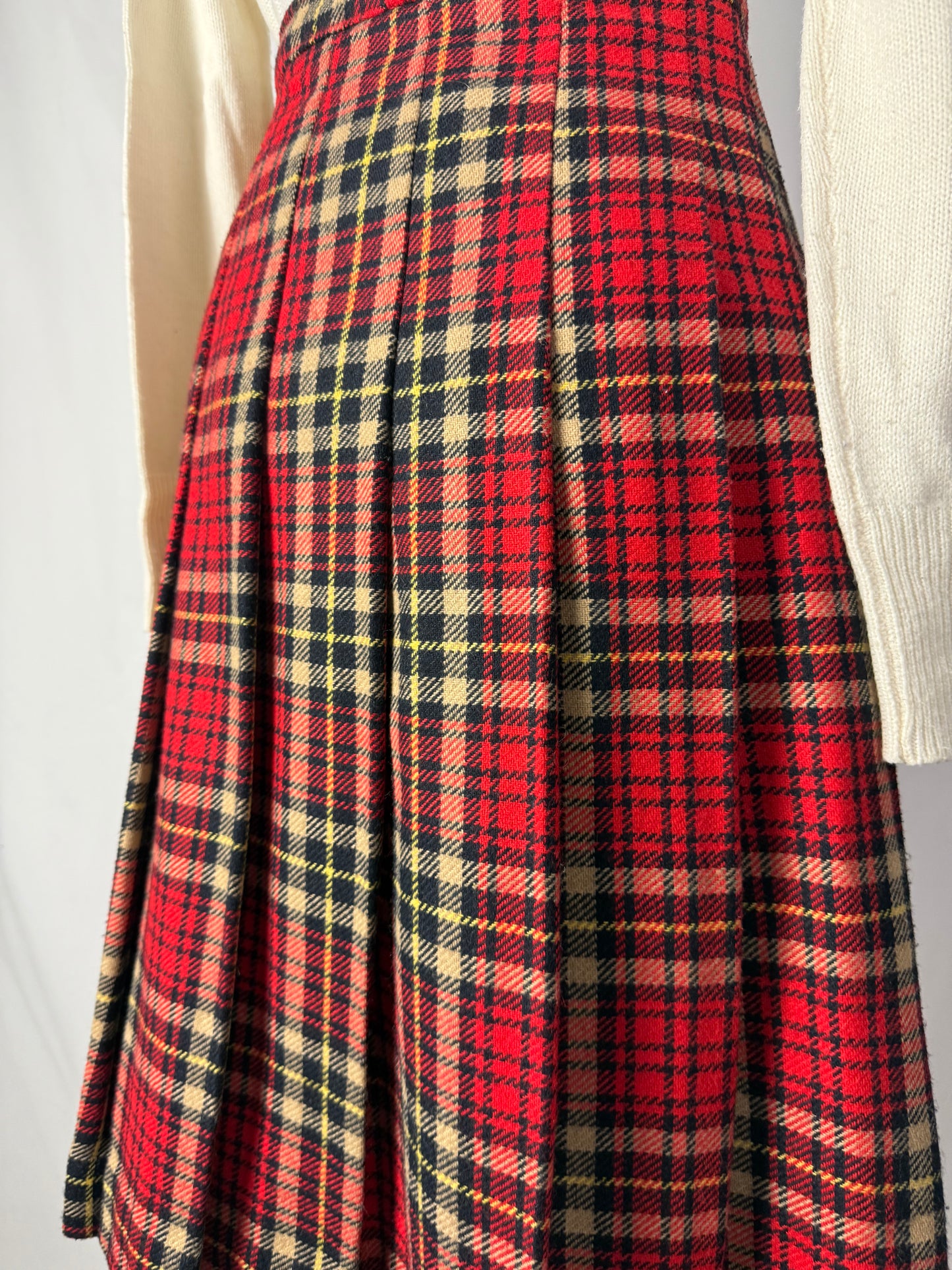 Gonna tartan in pura lana con spilla - TG. 40